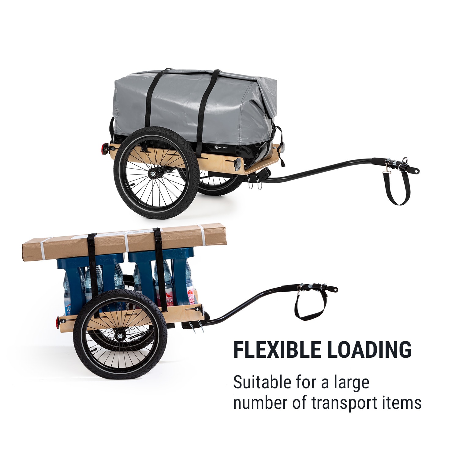 KLARFIT Companion Travel, nákladný príves, 40 kg, príves za bicykel, čierna/drevo – Obrázok 3