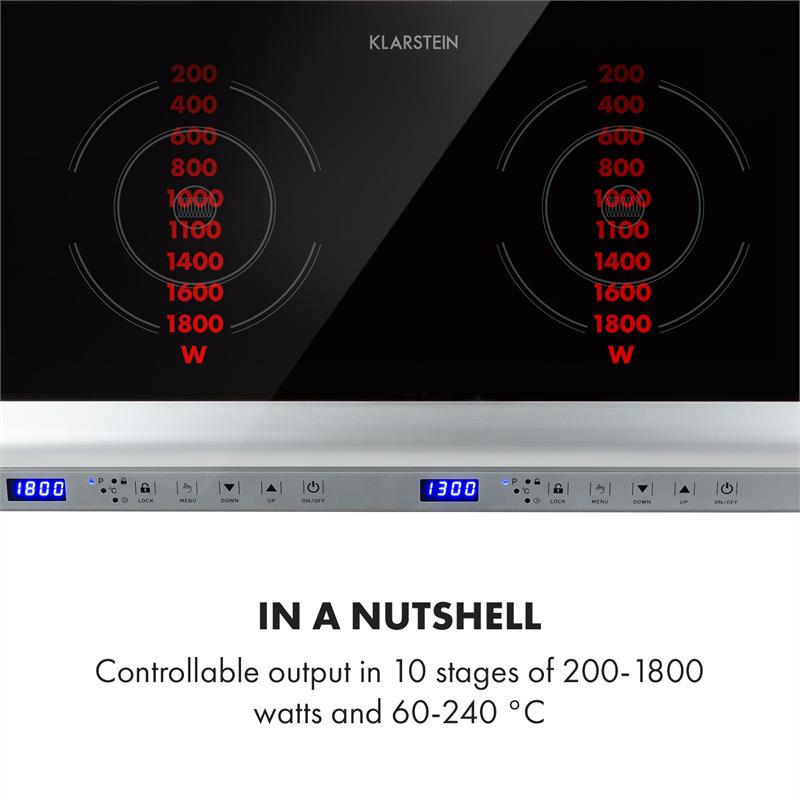 Klarstein Cucinata, indukčná varná doska, 3100 W, 10 úrovní výkonu, 200 – 1300 W – Obrázok 2