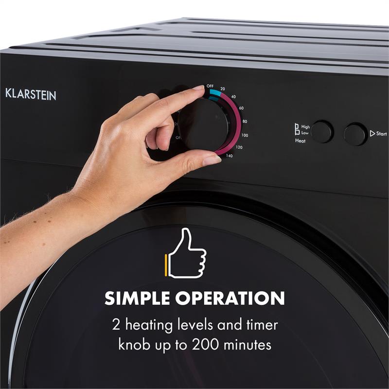 Klarstein Jet Set, sušička bielizne, 1020 W, energetická trieda G, 3 kg, 50 cm, čierna – Obrázok 2