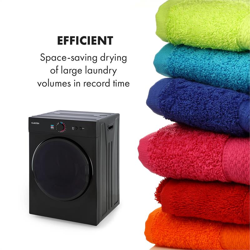 Klarstein Jet Set, sušička bielizne, 1020 W, energetická trieda G, 3 kg, 50 cm, čierna – Obrázok 3