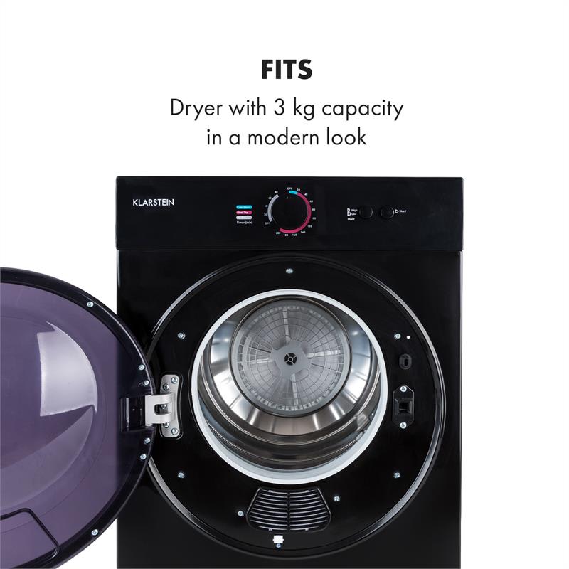 Klarstein Jet Set, sušička bielizne, 1020 W, energetická trieda G, 3 kg, 50 cm, čierna – Obrázok 4