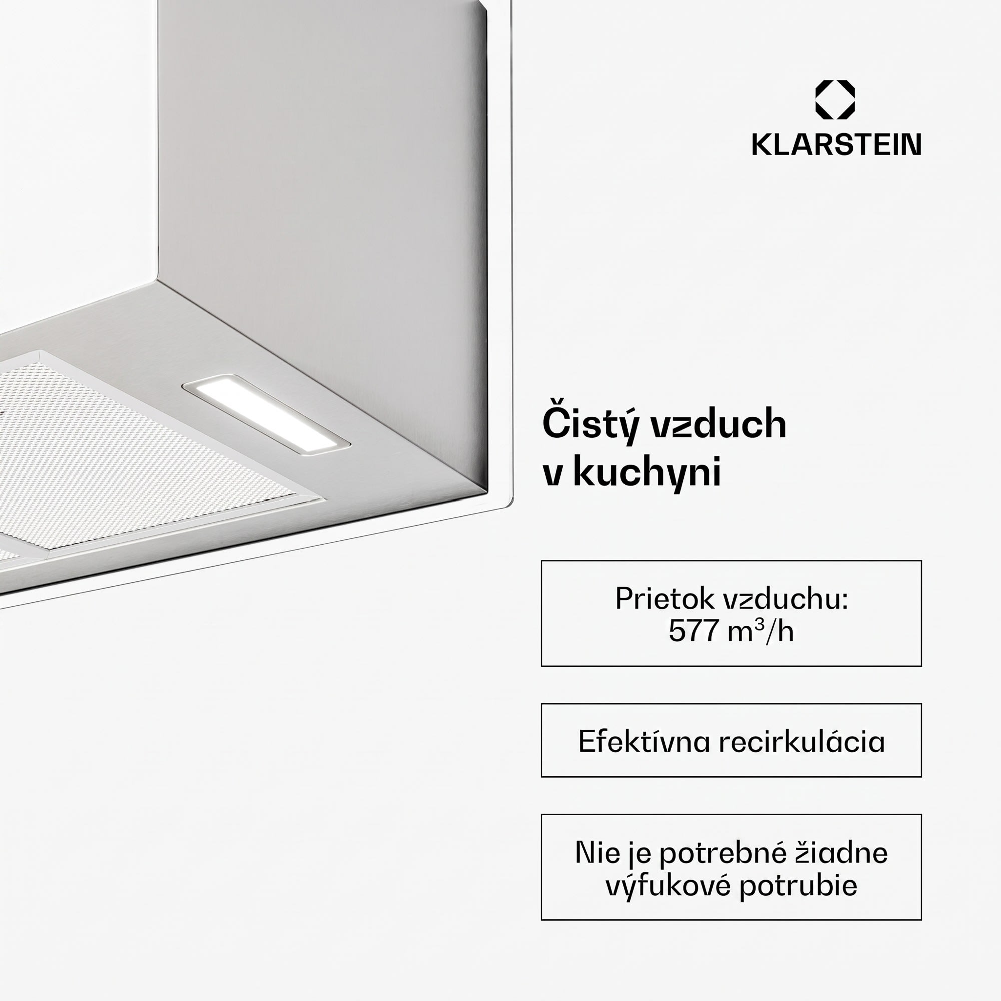 Klarstein Kronleuchter XL ostrovná digestorová kapucňa 90 cm recirkulácia 577 m³/h LED dotyk biela – Obrázok 2