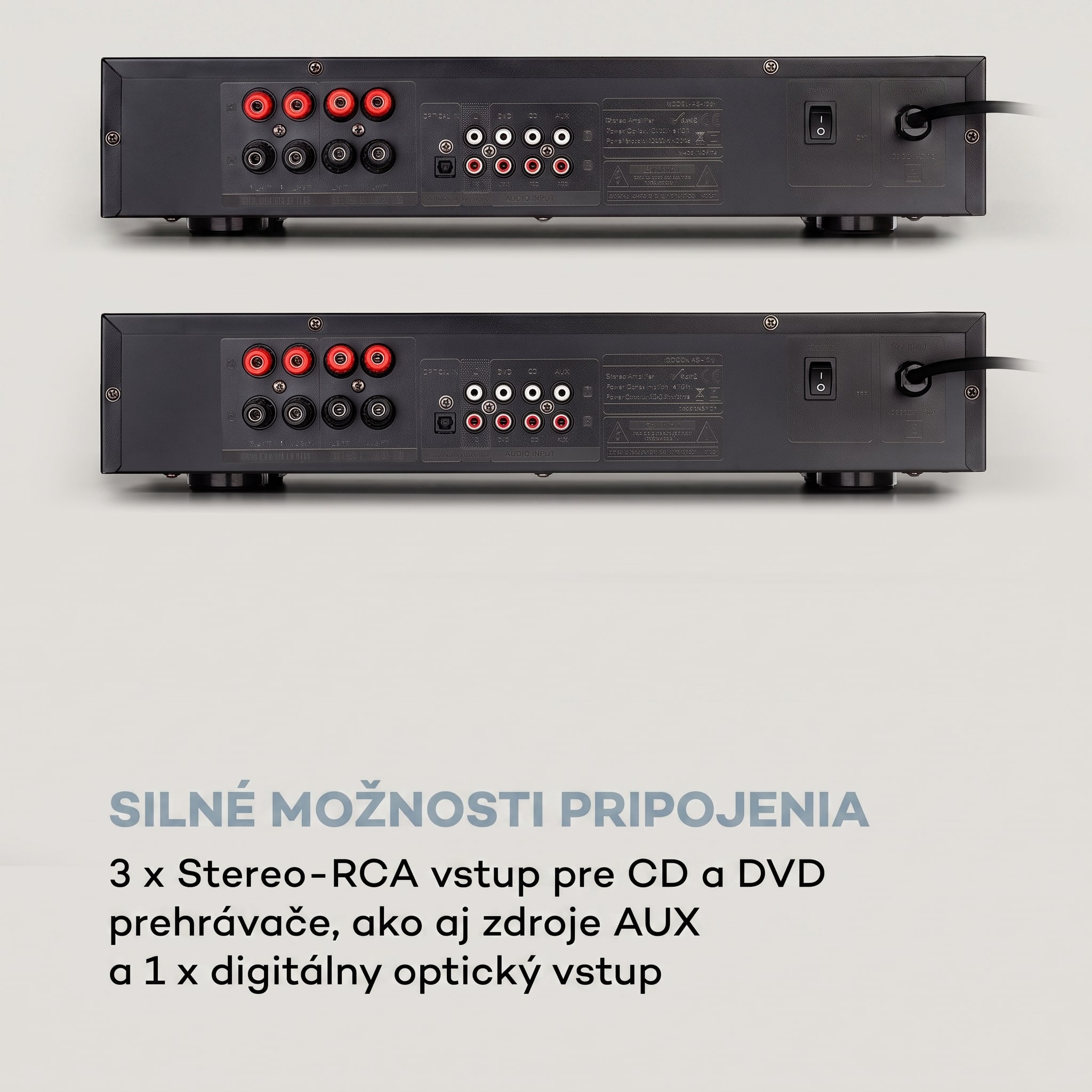 Auna AV2-CD608BT, HiFi stereo zosilňovač, 4 x 100 W RMS, BT, digitálny optický vstup, čierny – Obrázok 4