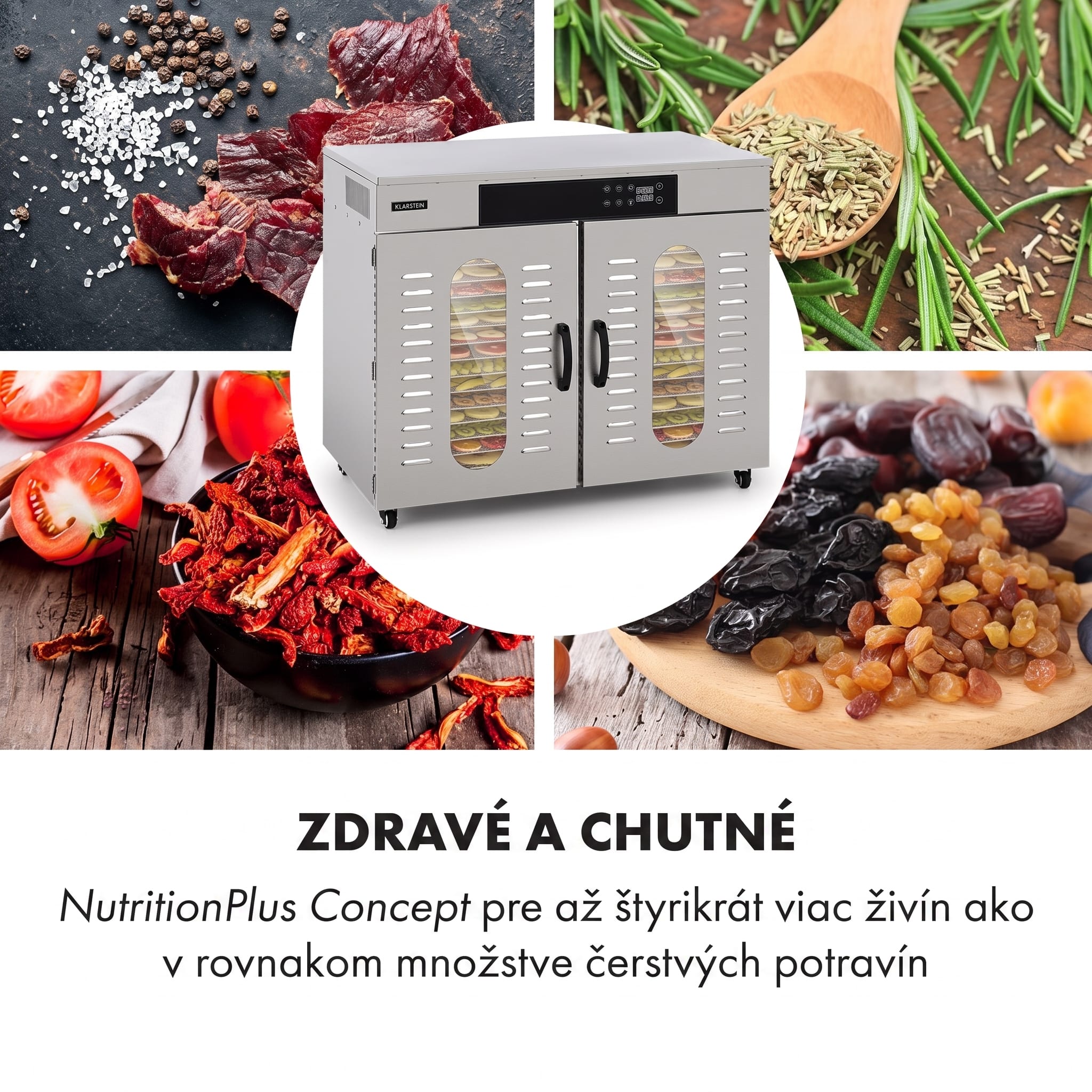 Klarstein Master Jerky 500, sušička potravín, 3000 W, 30 – 90 °C, 24 hod. časovač, nehrdzavejúca oceľ, strieborný – Obrázok 4