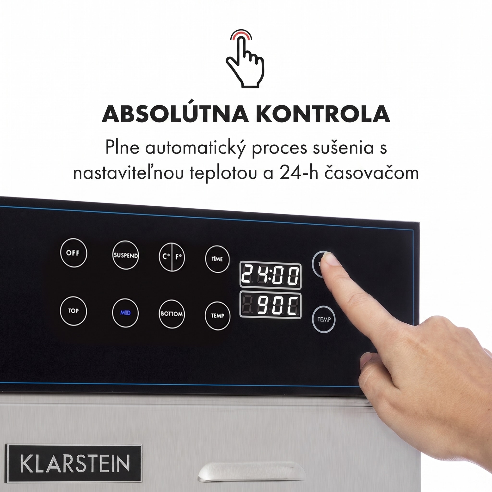 Klarstein Master Jerky 550, sušička potravín, 2400 W, 30 – 90 °C, 24 hod. časovač, nehrdzavejúca oceľ, strieborný – Obrázok 2