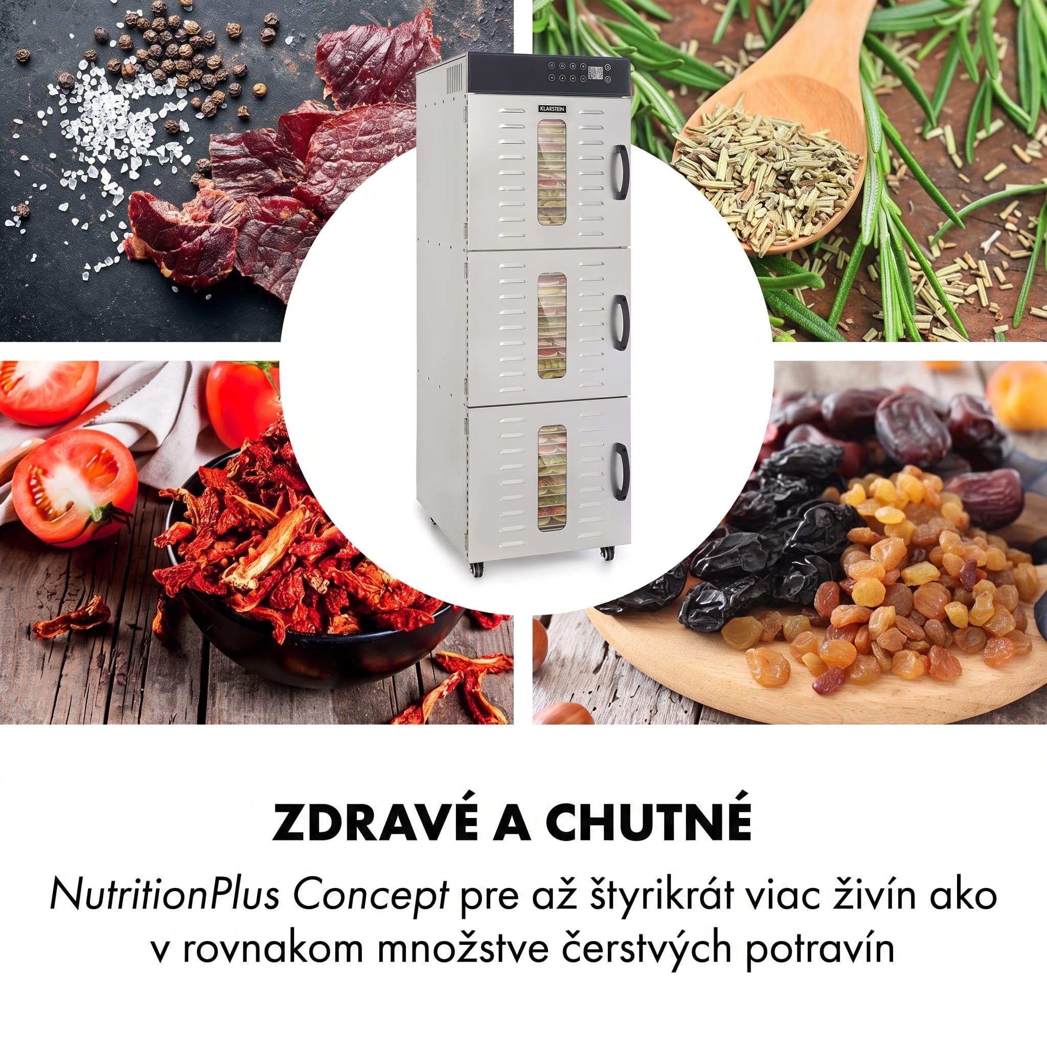 Klarstein Master Jerky 550, sušička potravín, 2400 W, 30 – 90 °C, 24 hod. časovač, nehrdzavejúca oceľ, strieborný – Obrázok 4