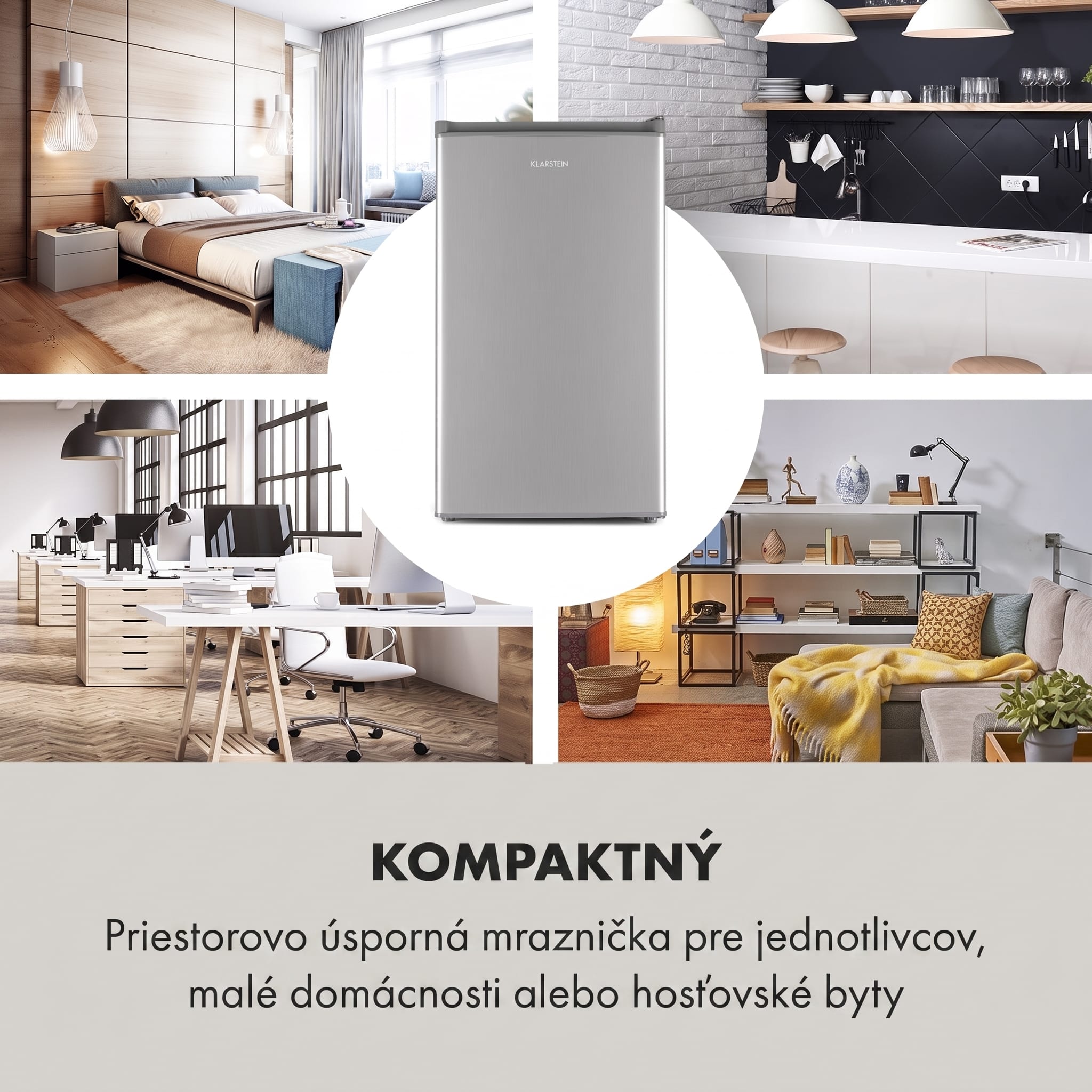 Klarstein Garfield Eco L, mraznička, 64 l, 3 zásuvky, sivá