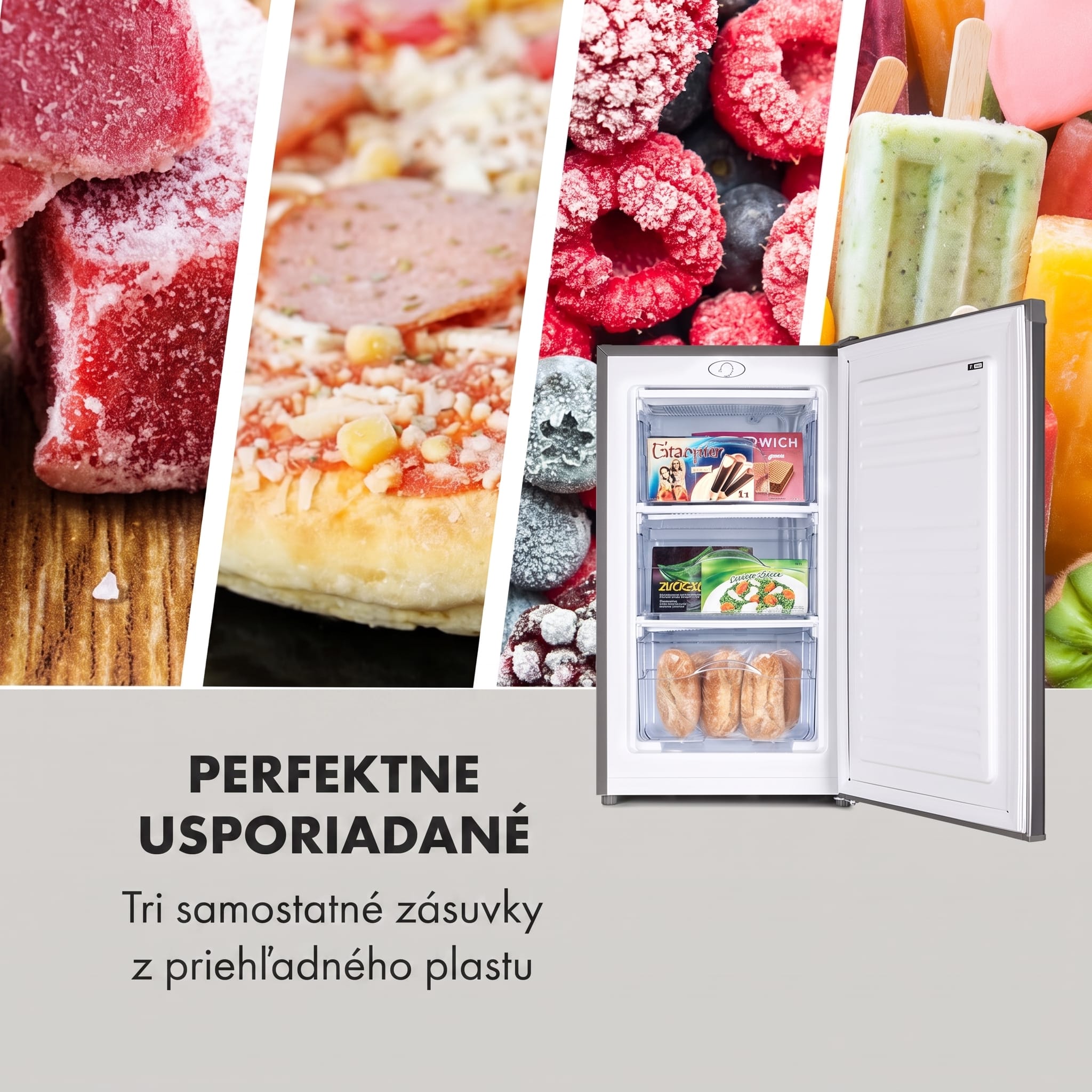 Klarstein Garfield Eco L, mraznička, 64 l, 3 zásuvky, sivá – Obrázok 4