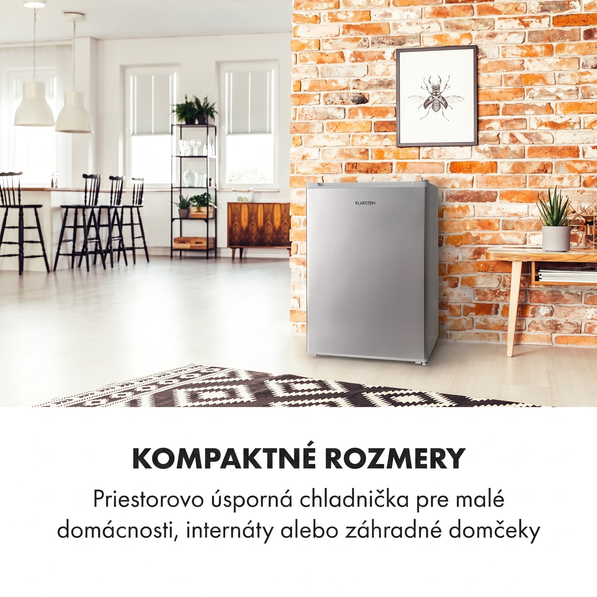 Klarstein Delaware, chladnička, 75 l, mraziaci priečinok 4 l, energet. trieda E, kompresné chladenie