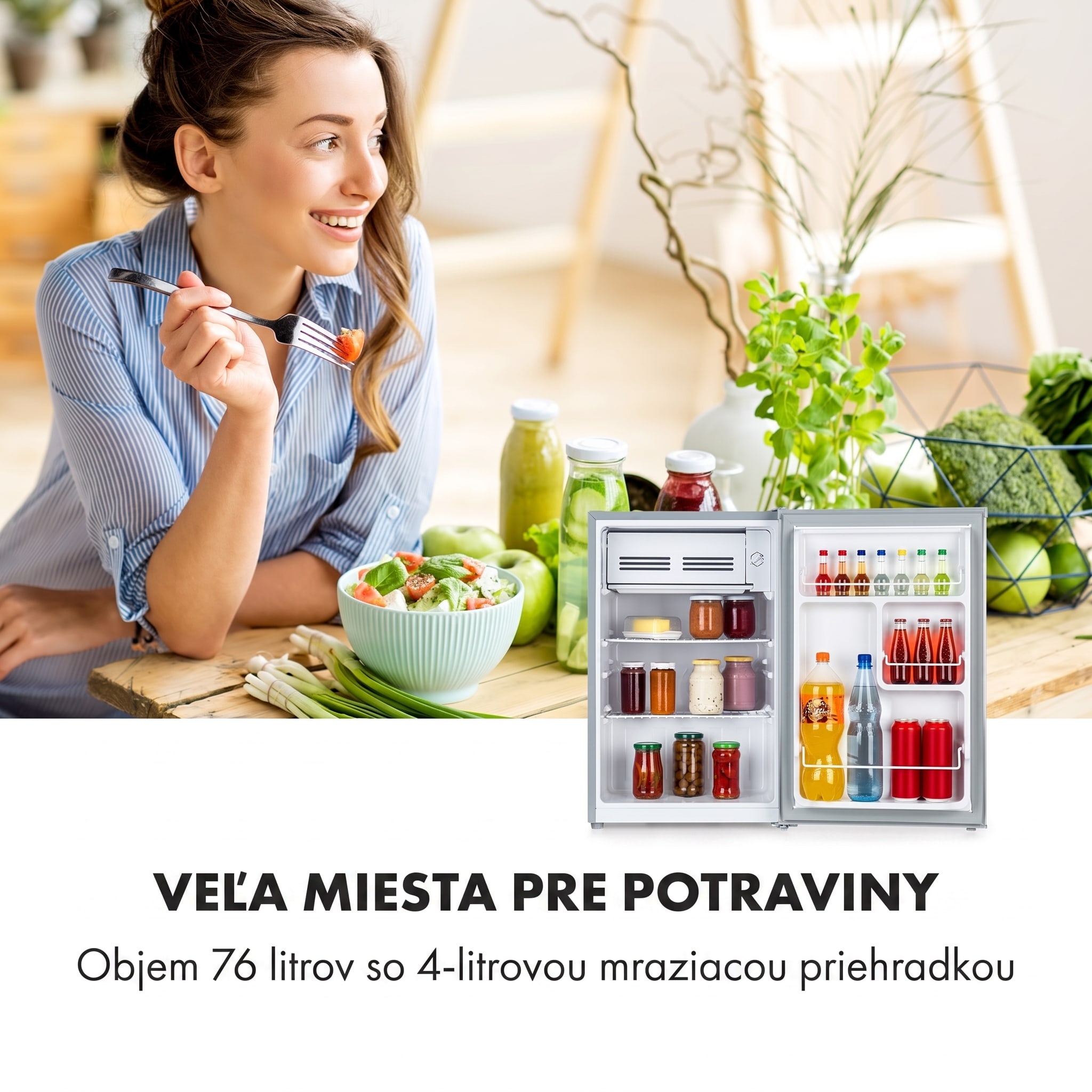 Klarstein Delaware, chladnička, 75 l, mraziaci priečinok 4 l, energet. trieda E, kompresné chladenie – Obrázok 3