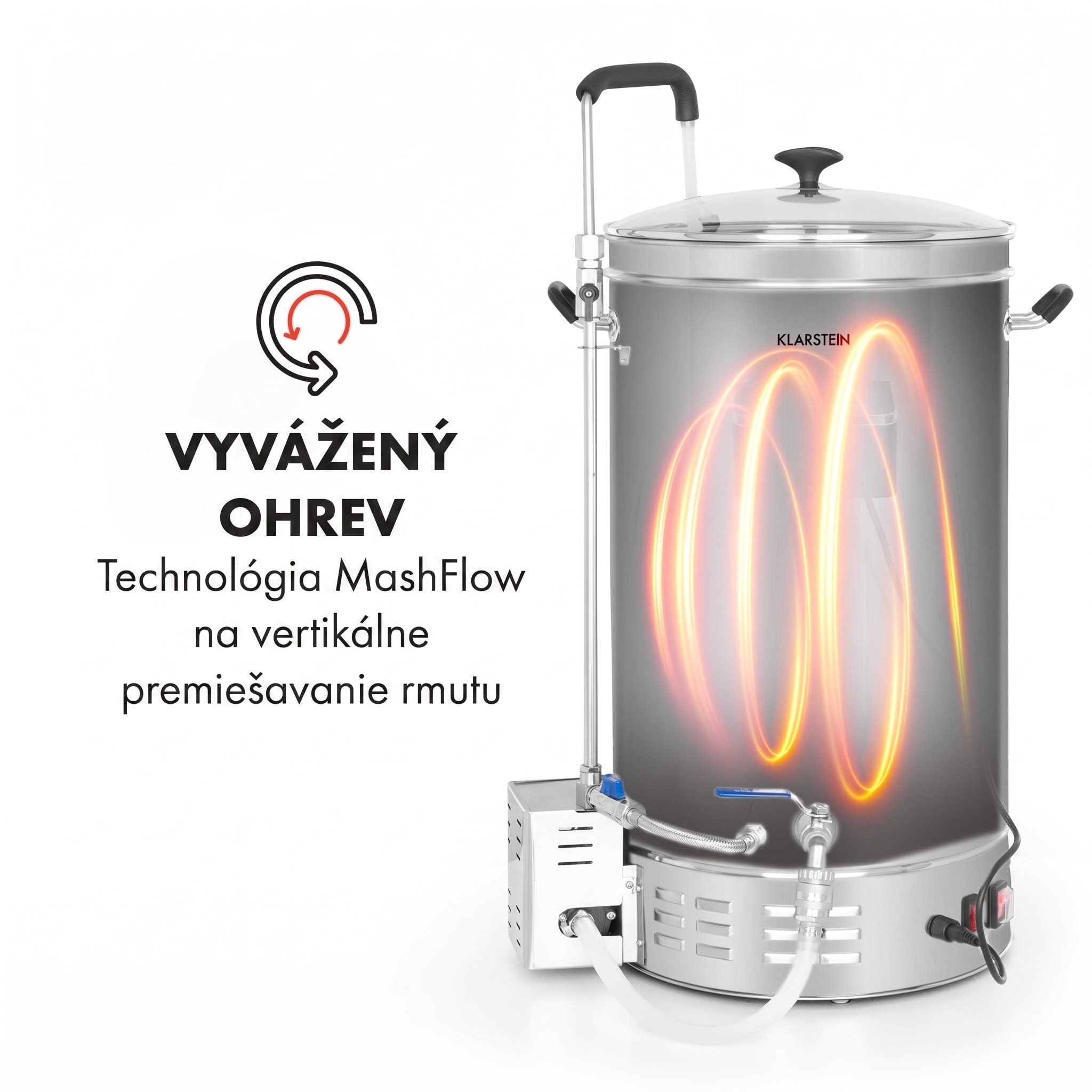 Klarstein Brauheld Pro, sladový kotol, 35 l, 2500 W, 30 – 100 °C, obehové čerpadlo, nehrdzavejúca oceľ – Obrázok 3