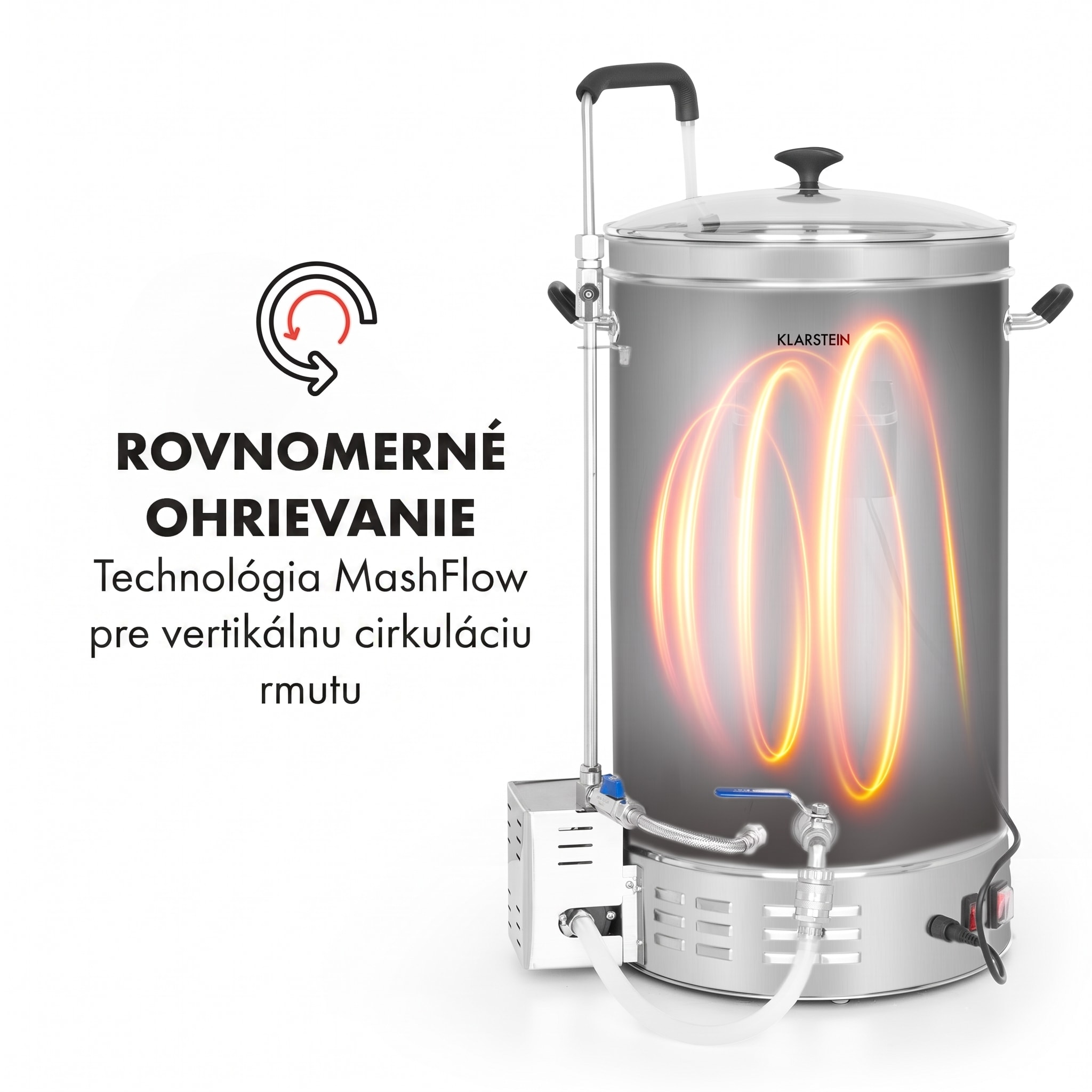 Klarstein Brauheld Pro, sladový kotol, 45 l, 3300 W, 30 – 100 °C, obehové čerpadlo, nehrdzavejúca oceľ – Obrázok 3