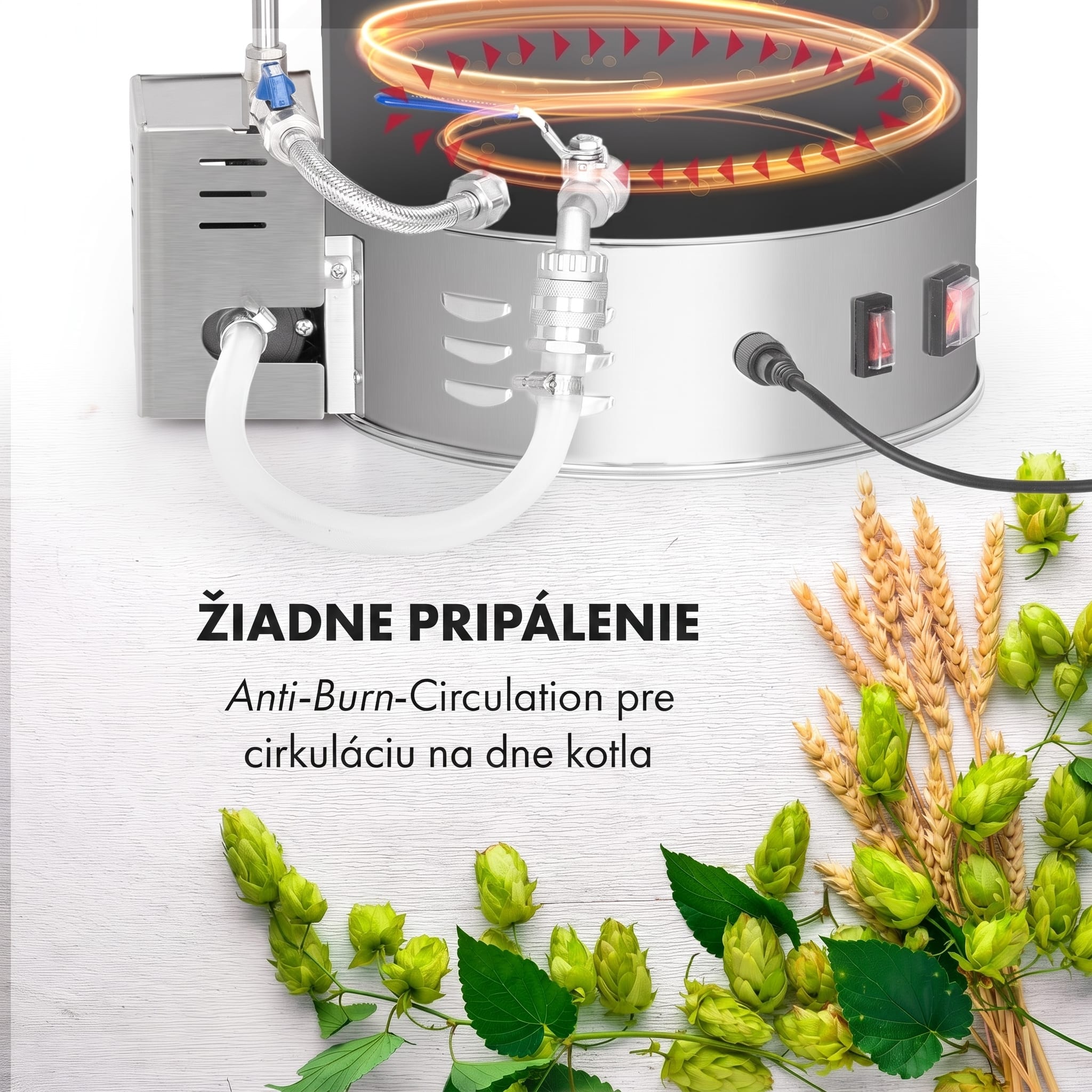 Klarstein Brauheld Pro, sladový kotol, 45 l, 3300 W, 30 – 100 °C, obehové čerpadlo, nehrdzavejúca oceľ – Obrázok 4