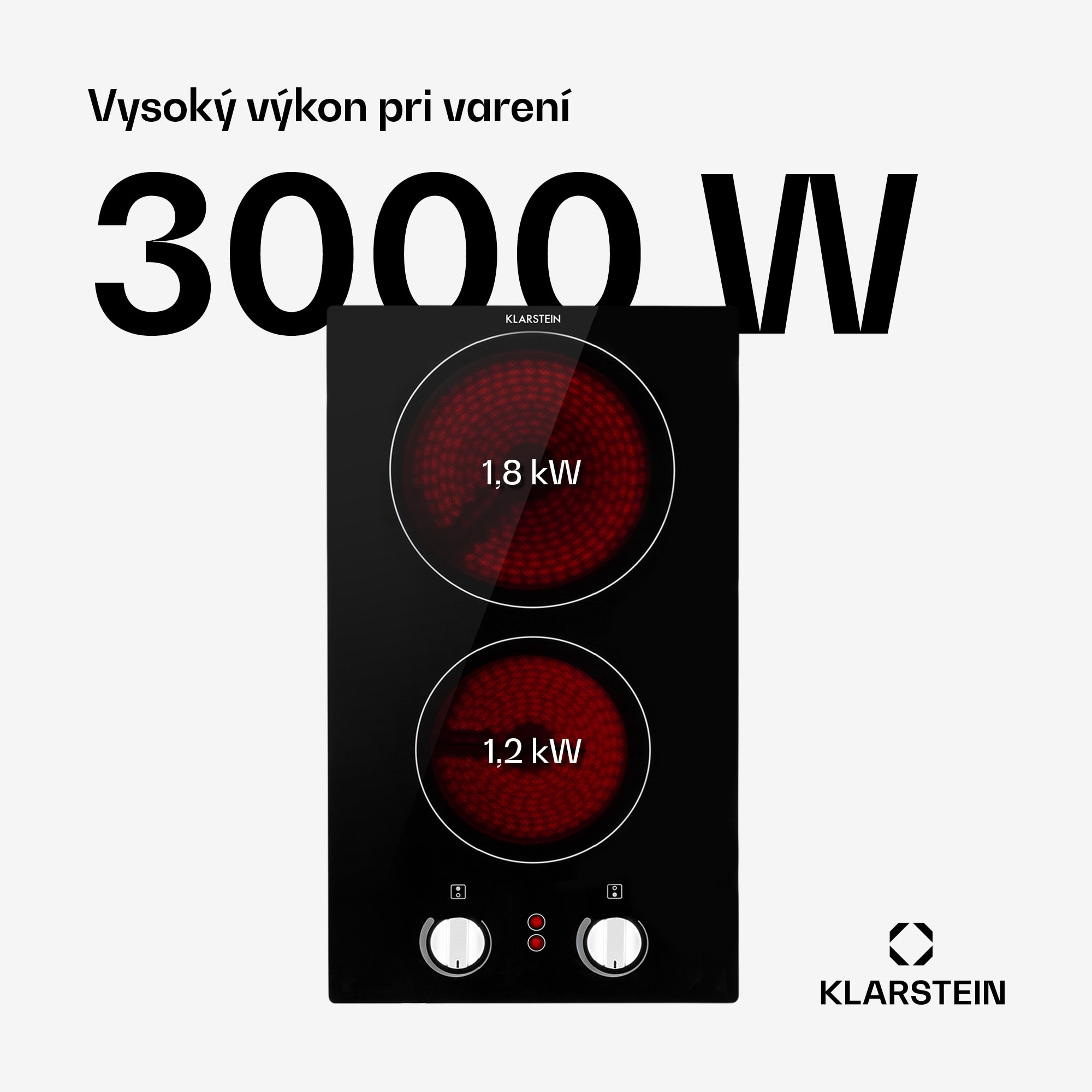 Klarstein EasyCook Domino, sklokeramická varná doska, 3000 W, otočný regulátor, čierna – Obrázok 2
