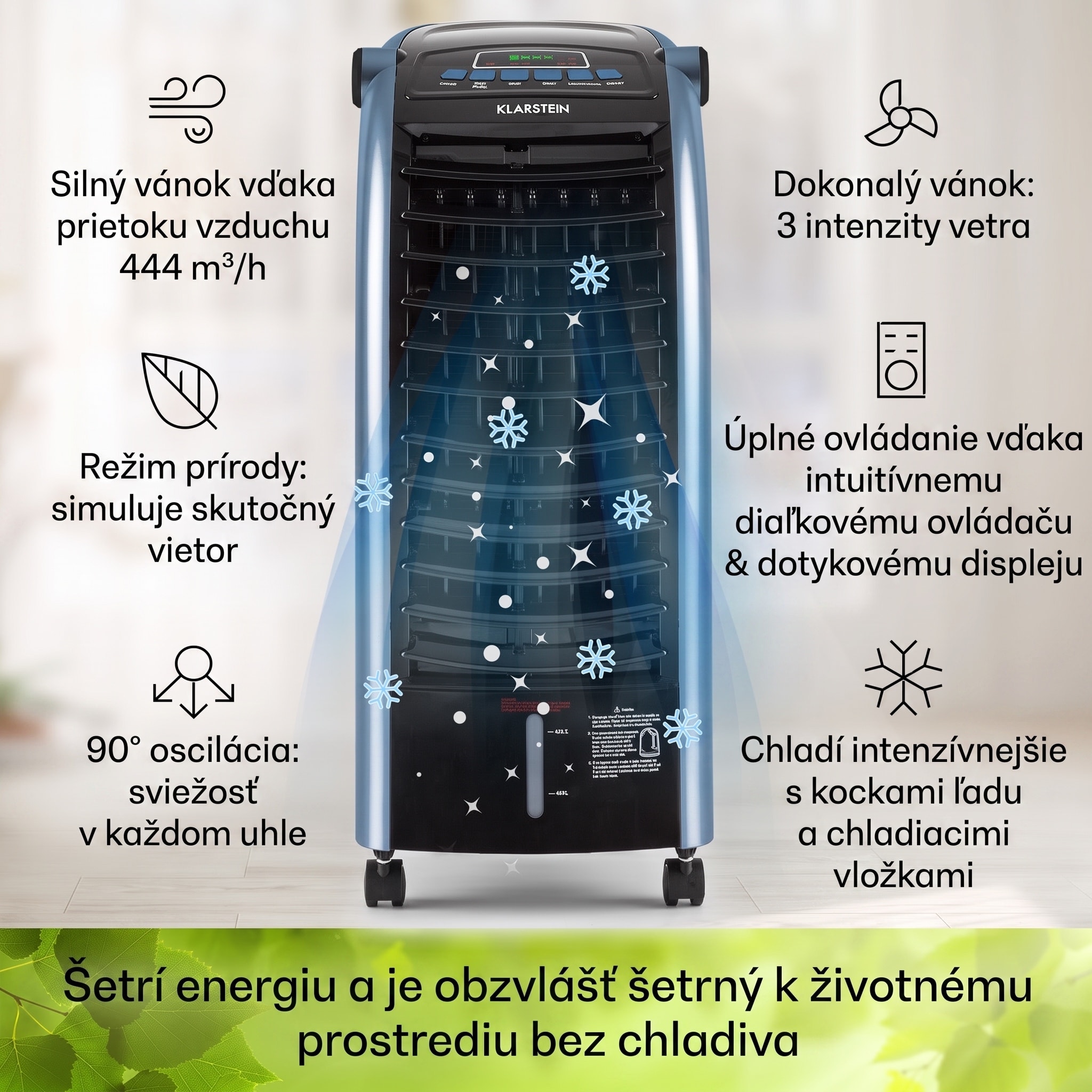 Klarstein Maxfresh, 3 v 1 ochladzovač vzduchu, ventilátor, 65 W, 6 l, diaľkový ovládač, 2 x chladiaci box – Obrázok 2