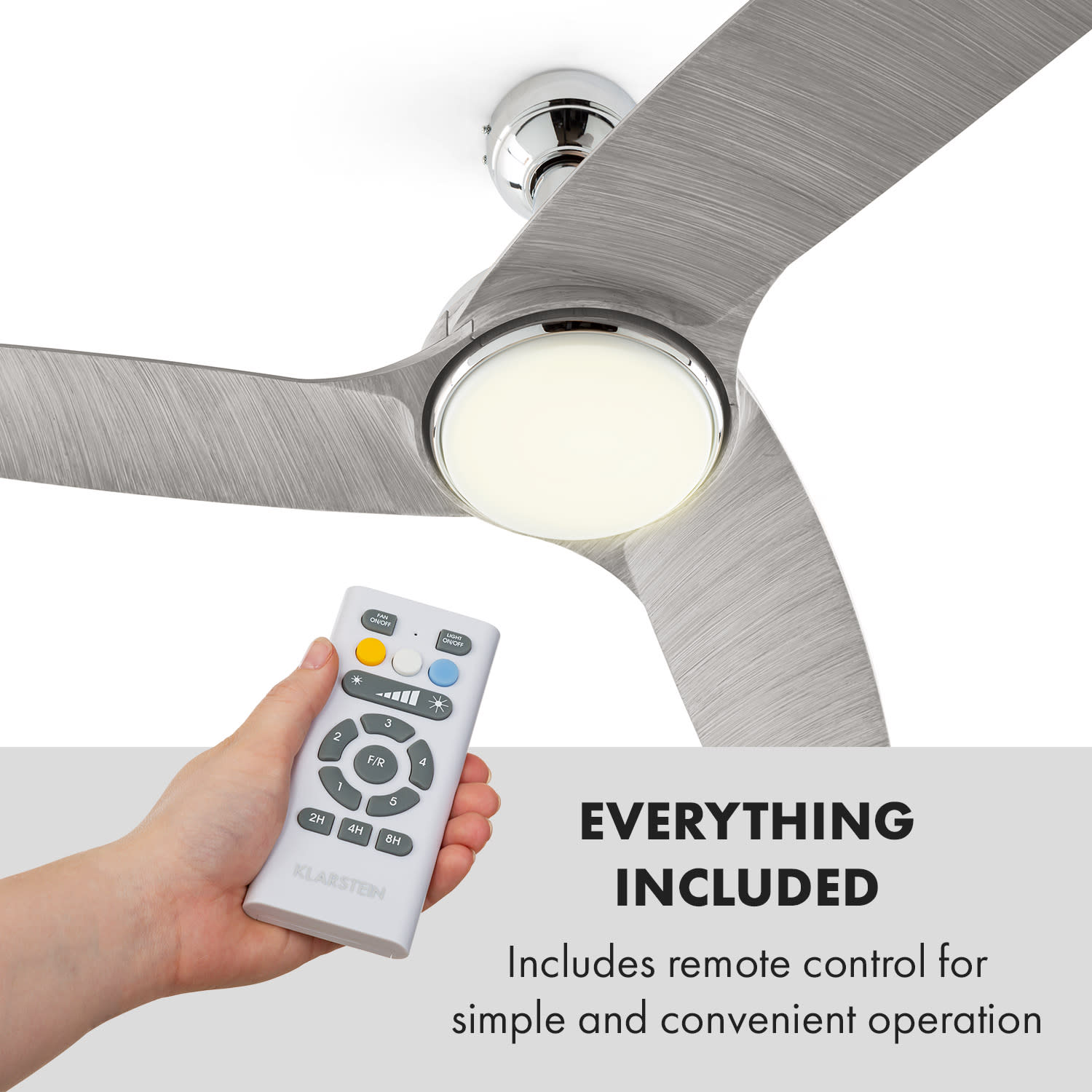 Klarstein Silent Service, stropný ventilátor, Ø: 128 cm, výkon: 25 W, sivý – Obrázok 3