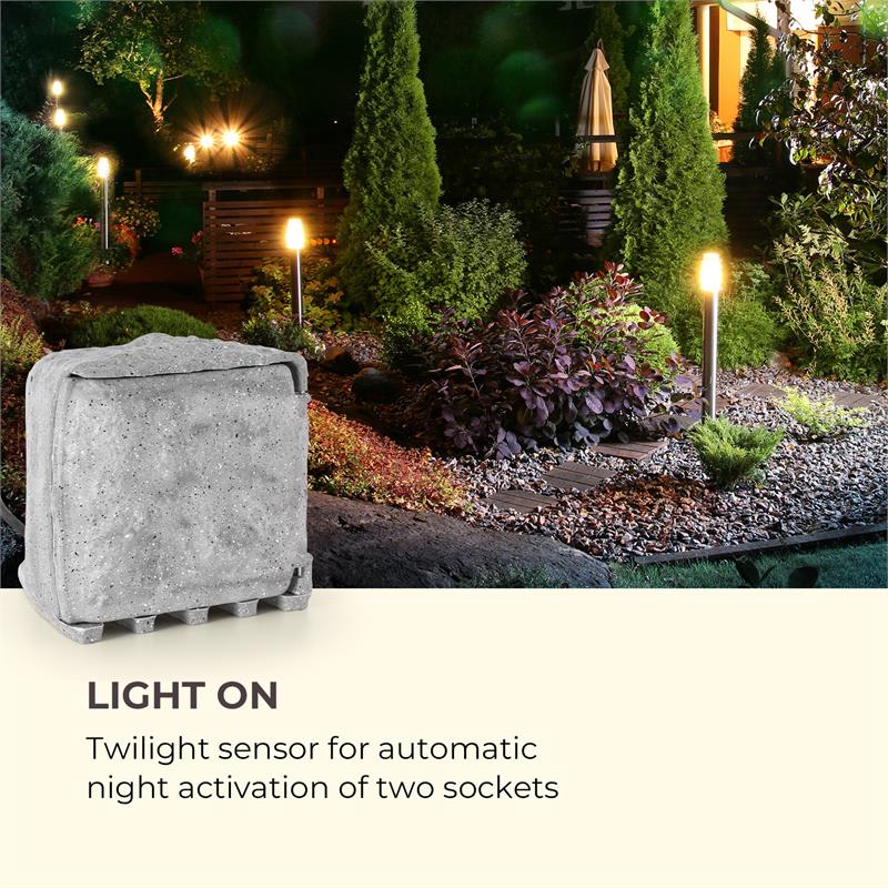 Waldbeck Power Rock Twilight 5, 4 x záhradná zásuvka, IP44, senzor stmievania, 5 m – Obrázok 2