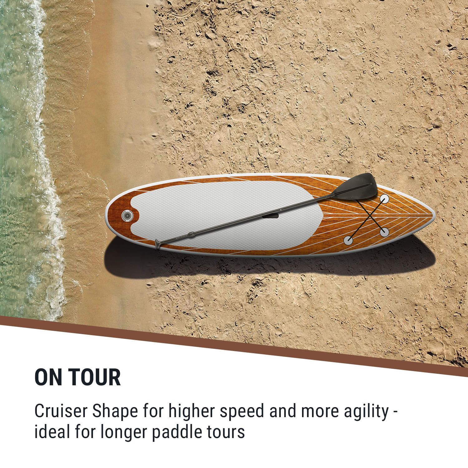 Capital Sports Downwind Cruiser M, nafukovací paddelboard, sada, 330 x 10 x 77, oranžový – Obrázok 3