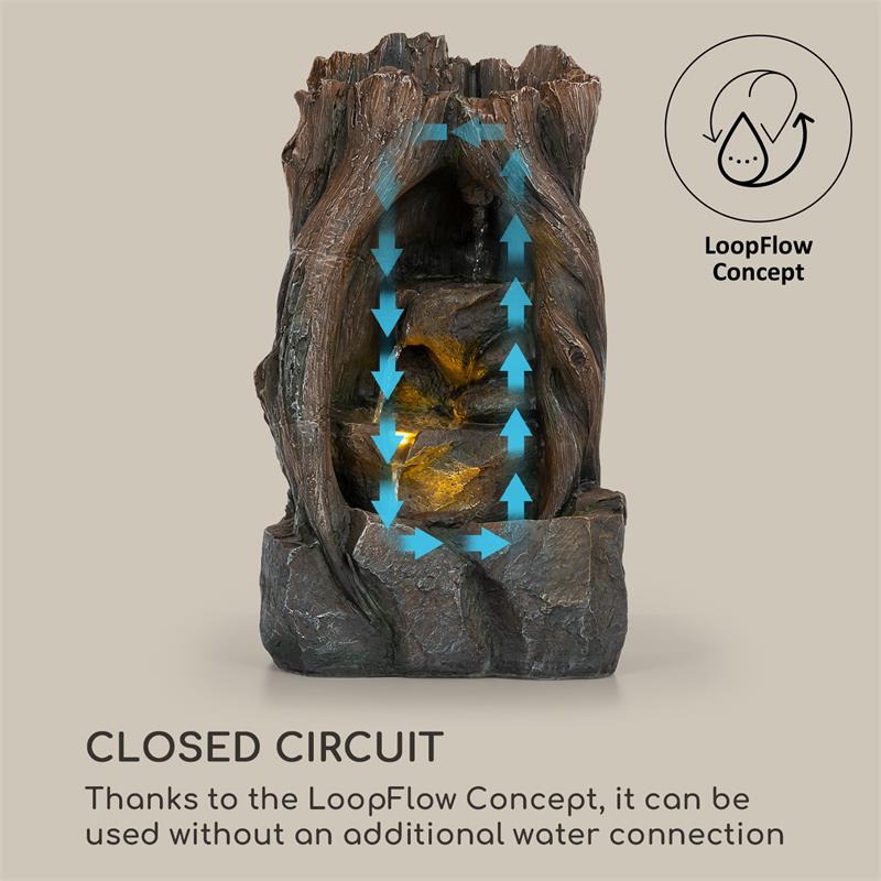 Blumfeldt Magic Tree, solárna fontána, 2,8 W, polyresin, 5 hod., akumulátor, LED osvetlenie, vzhľad dreva – Obrázok 4