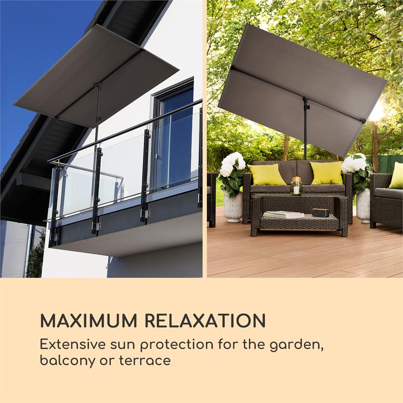 Blumfeldt Flex-Shade L, slnečník, 130 x 180 cm, polyester, UV 50, tmavosivý