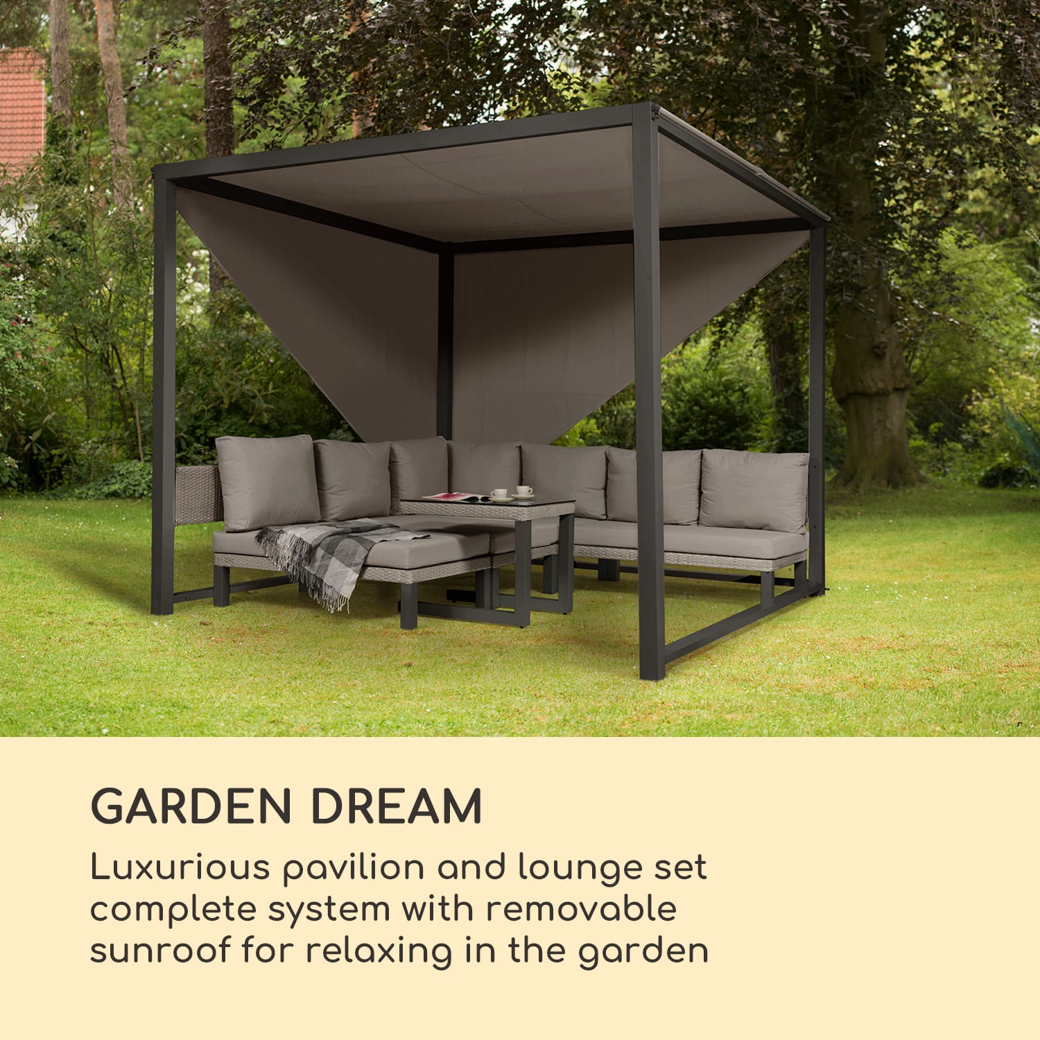 Blumfeldt Havana & Lounge-Set, pergola & lounge-set, 270 x 230 x 270 cm, 4 dvojsedadlá, sivá