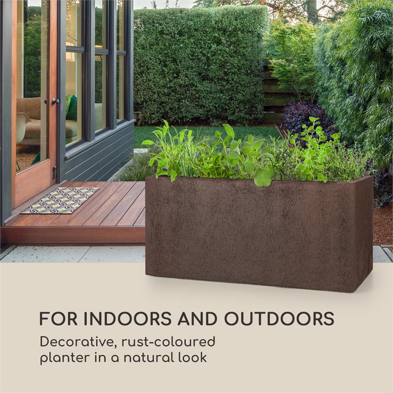 Blumfeldt Solid Grow Rust, kvetináč, 80 x 38 x 38 cm, fibreclay, hrdzavá farba