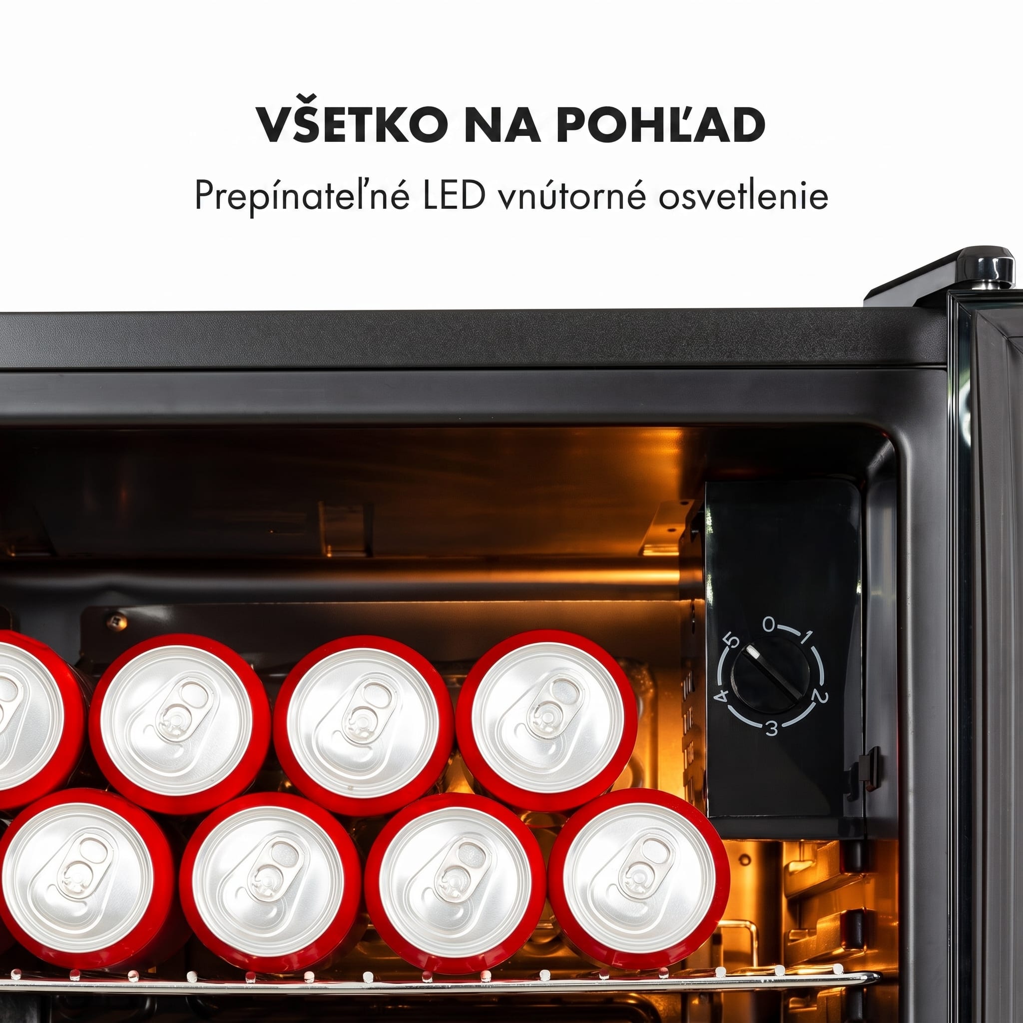 Klarstein Beersafe XXL Onyx, chladnička, energet. trieda E, 3 kovové police, panoramatické sklenené dvierka – Obrázok 3