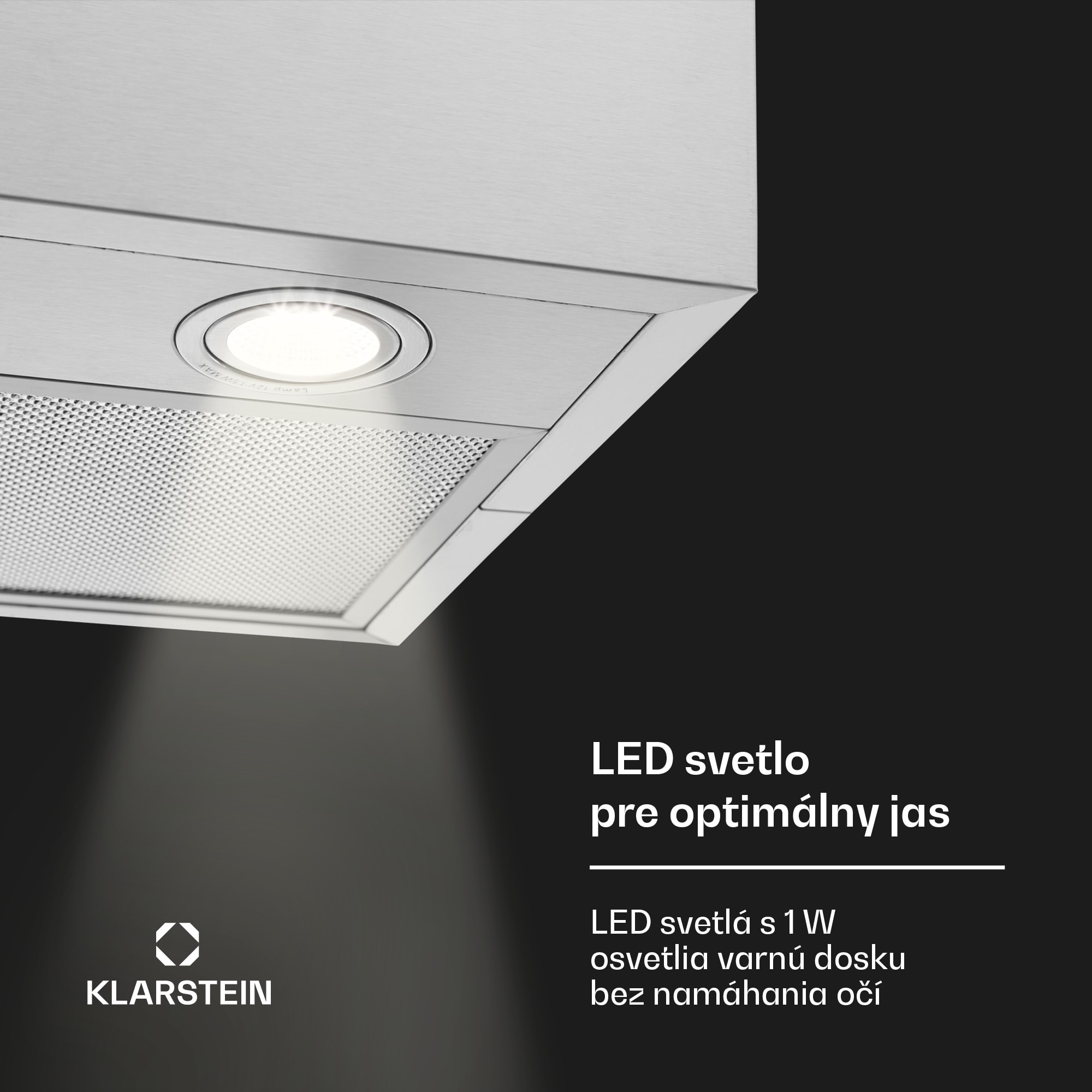 Klarstein Structura, digestor, 41 cm, ostrovčekový, 624 m³/h, A, LED, nehrdzaejúca oceľ, strieborný – Obrázok 4