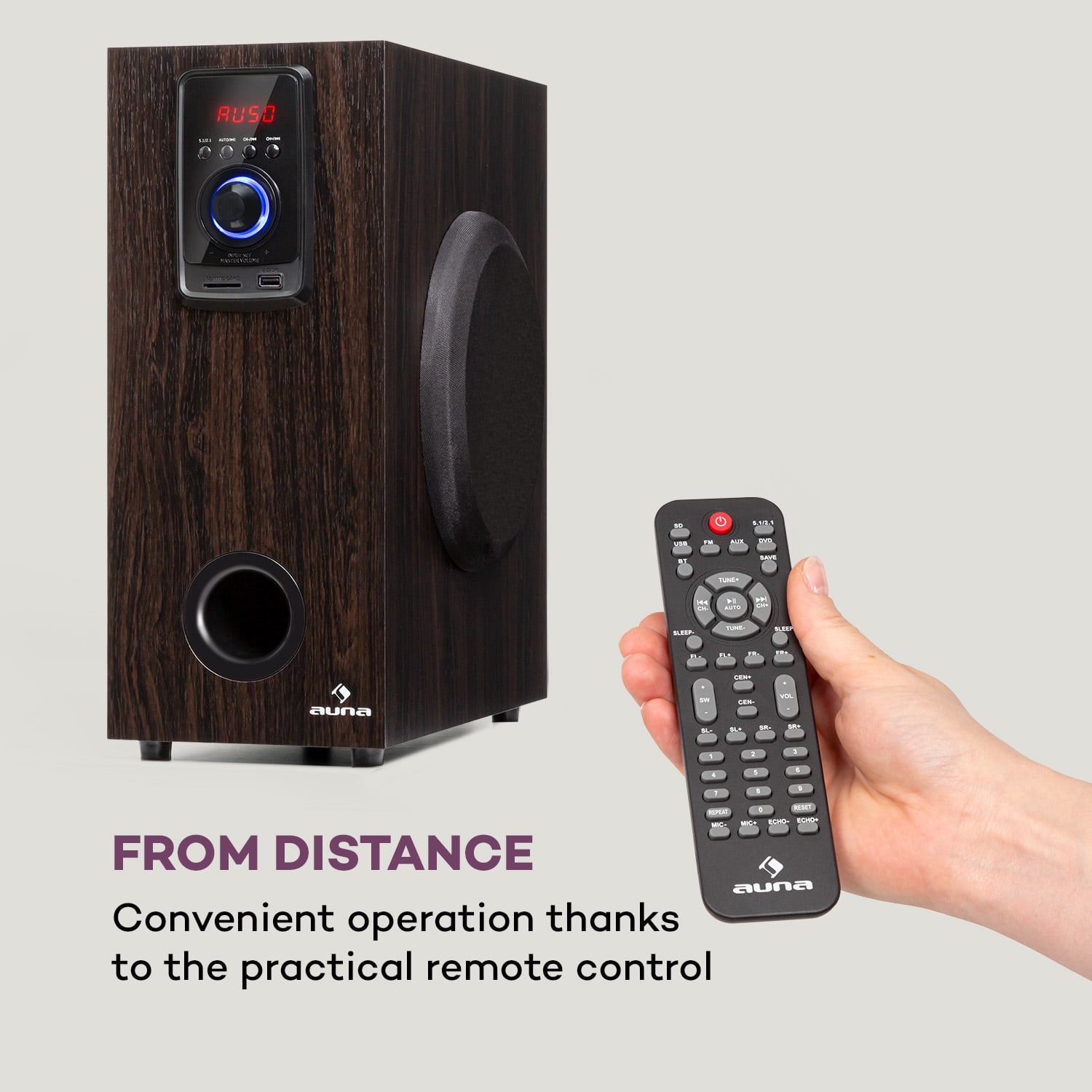 Auna Areal Elegance, 5.1-kanálový systém, 190 W, RMS, BT, USB, SD, AUX – Obrázok 4
