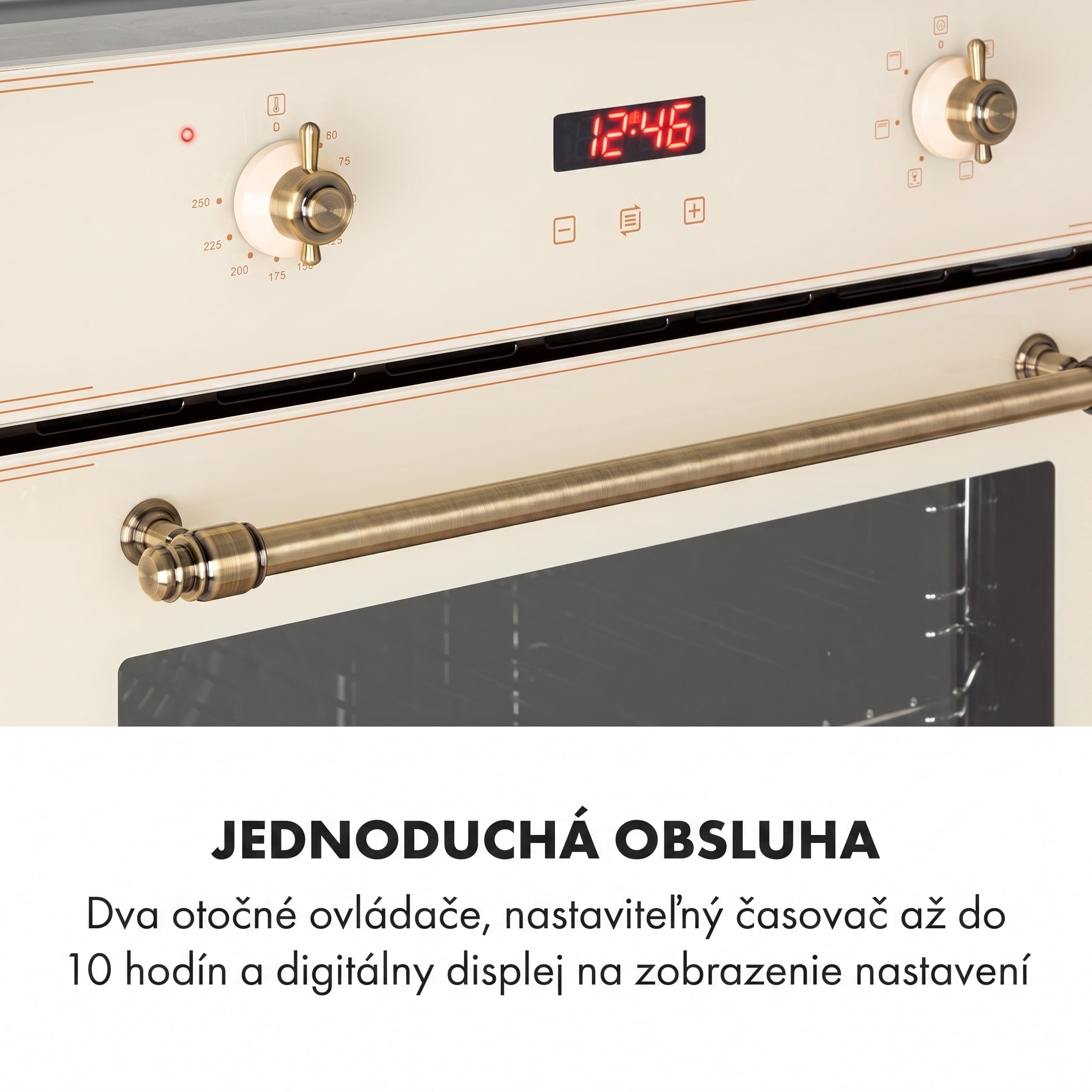 Klarstein Elizabeth, vstavaná rúra, retro dizajn, 6 funkcií, 50 – 250 °C, krémová – Obrázok 3