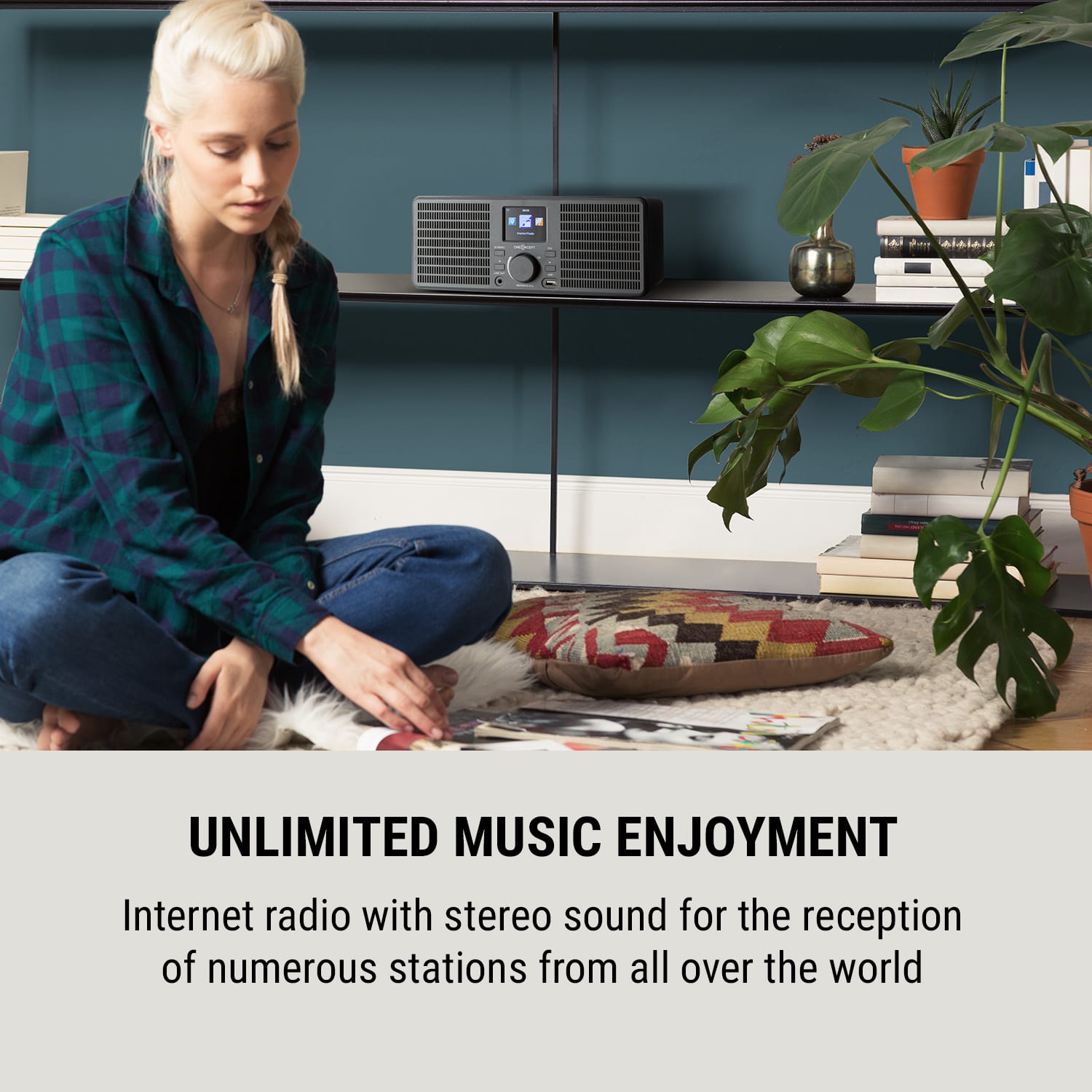 OneConcept TuneUp ST, internetové rádio, 10 W, WLAN, USB, HCC, linkový výstup, tmavosivé