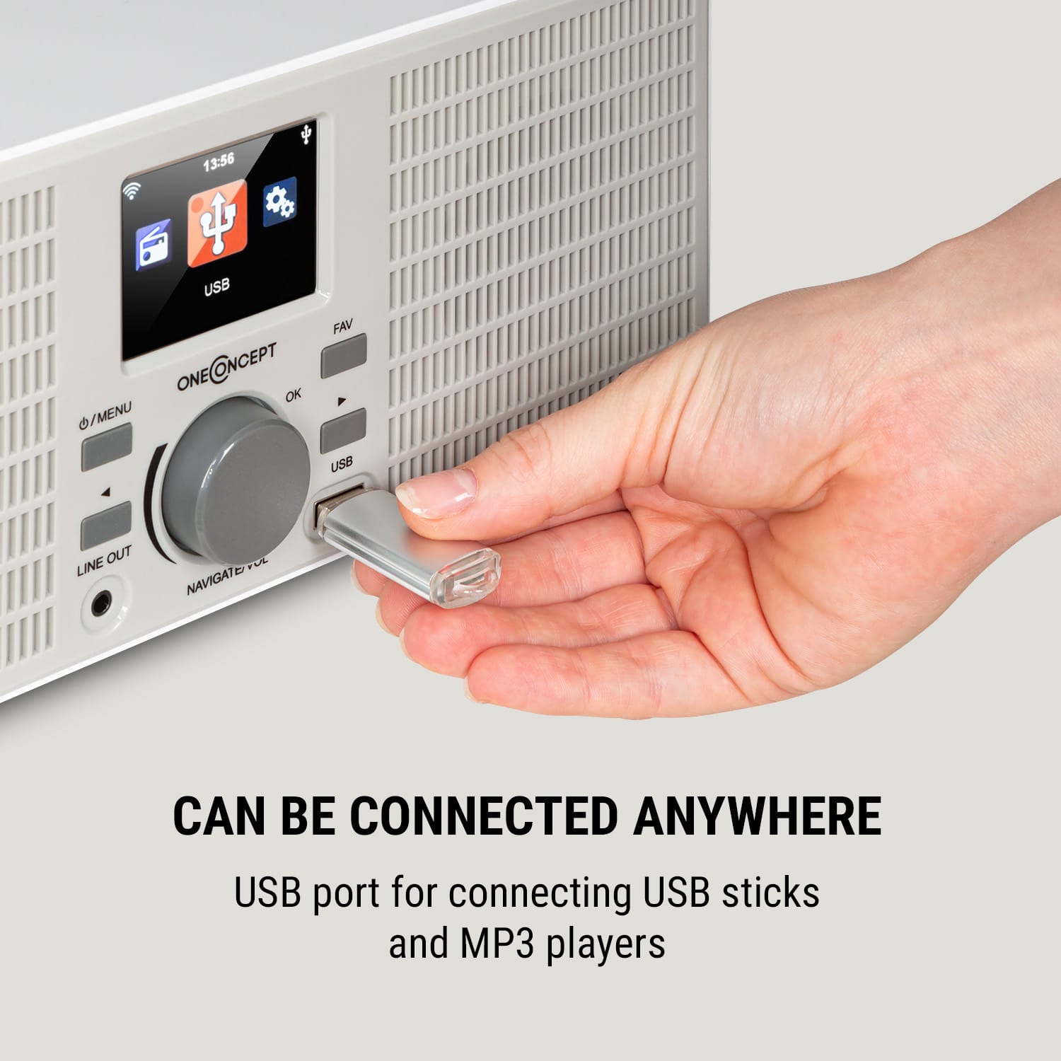 OneConcept TuneUp ST, internetové rádio, 10 W, WLAN, USB, HCC, linkový výstup, biele – Obrázok 4