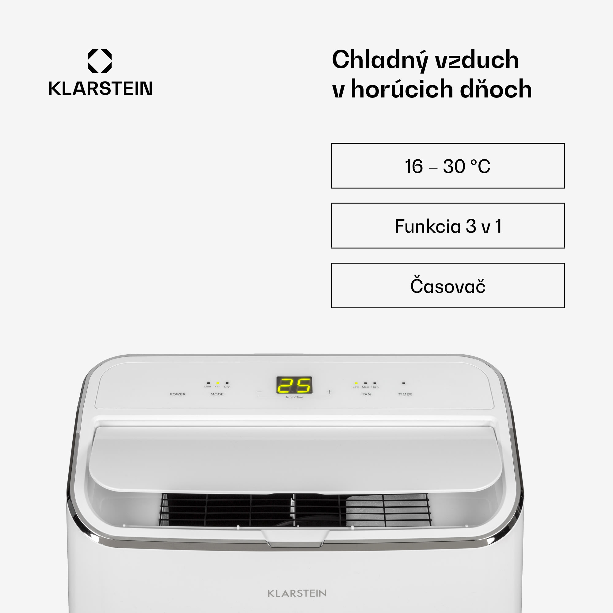 Klarstein Iceblock, mobilná klimatizácia 3 v 1, 12 000 BTU/3,5 kW, 400 m³/h max., biela