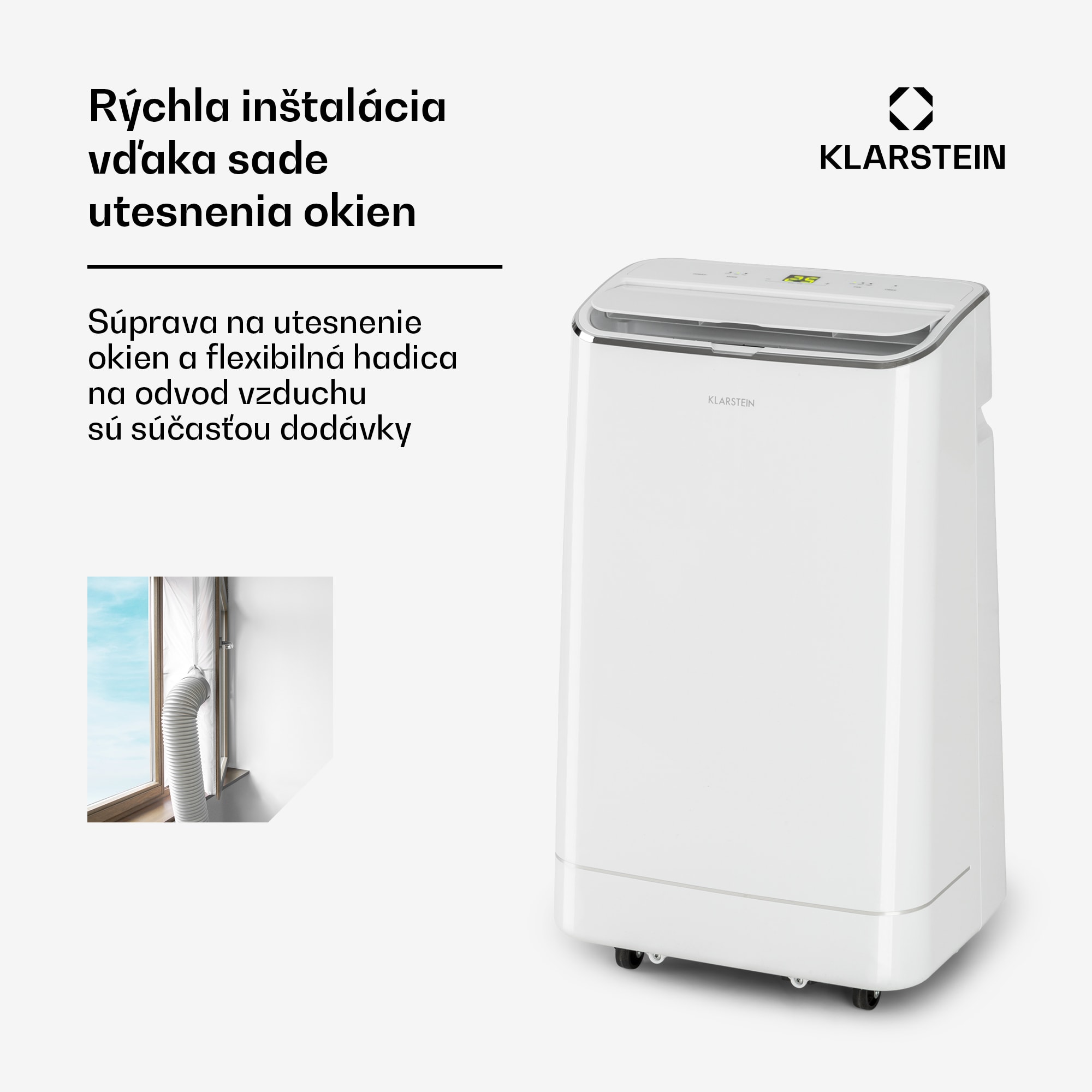 Klarstein Iceblock, mobilná klimatizácia 3 v 1, 12 000 BTU/3,5 kW, 400 m³/h max., biela – Obrázok 4