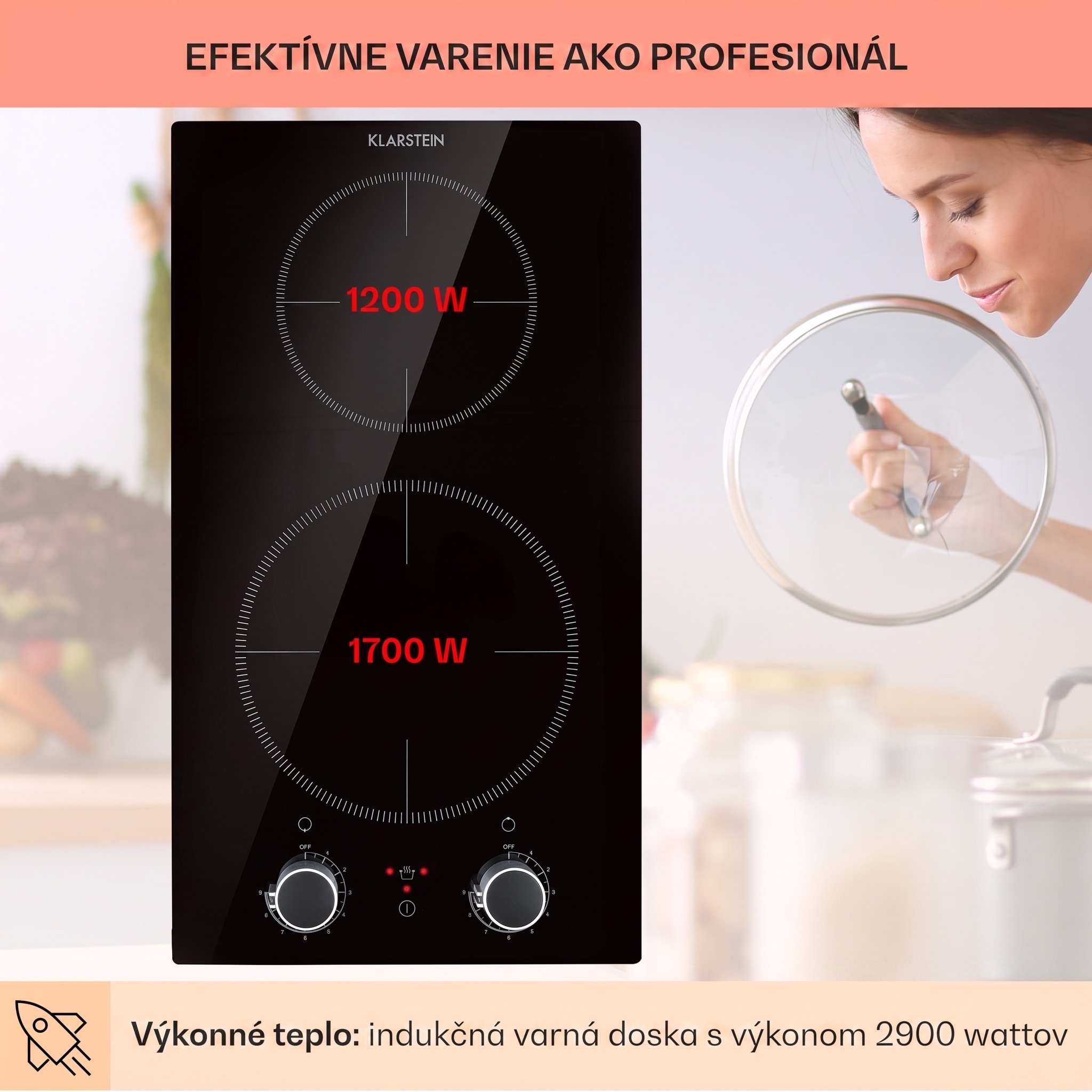 Klarstein Kochheld, indukčná varná doska, 2900 W, 2 zóny, otočné regulátory, sklo, čierna – Obrázok 2