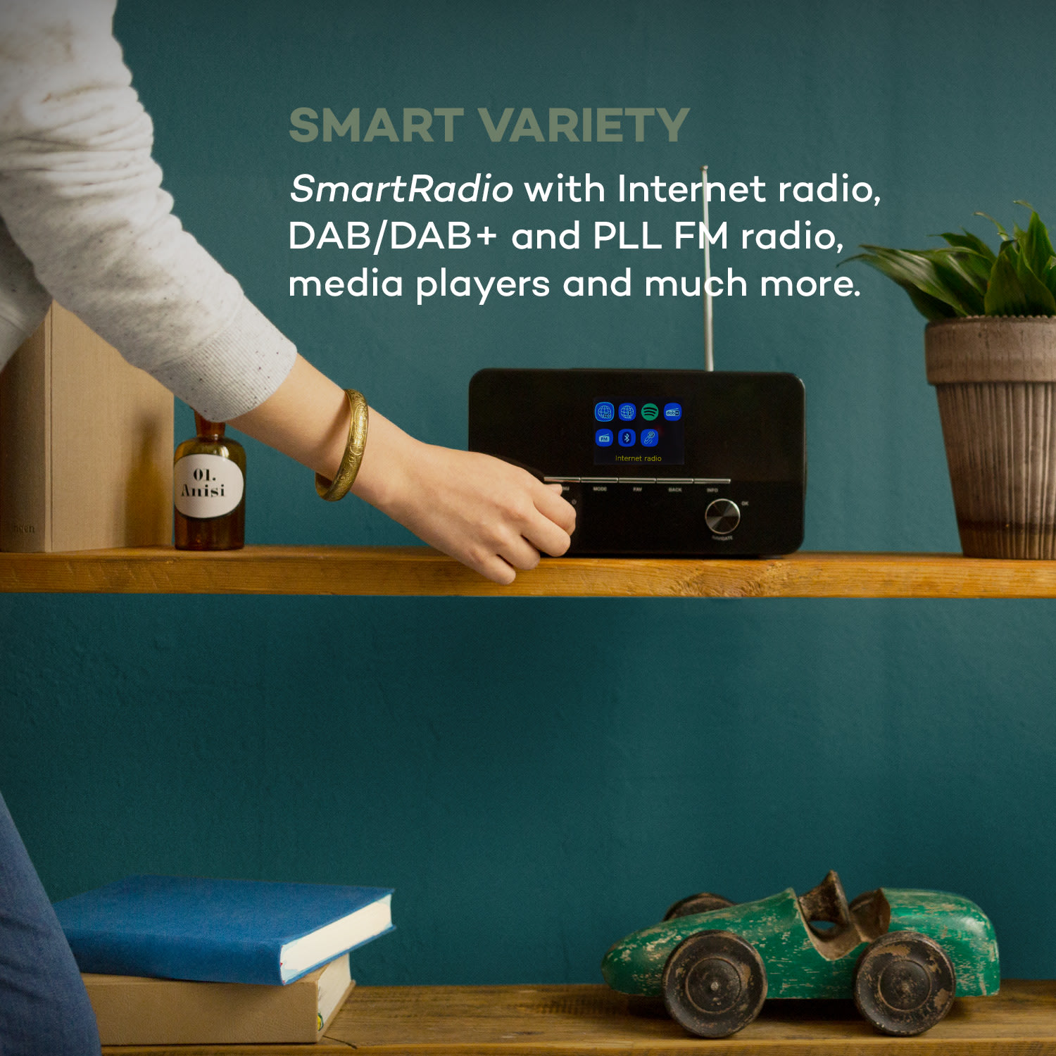 Auna Connect 150 SE, 2.1 internetové rádio, DAB/DAB+/PLL-FM, BT, Spotify, BT, čierne