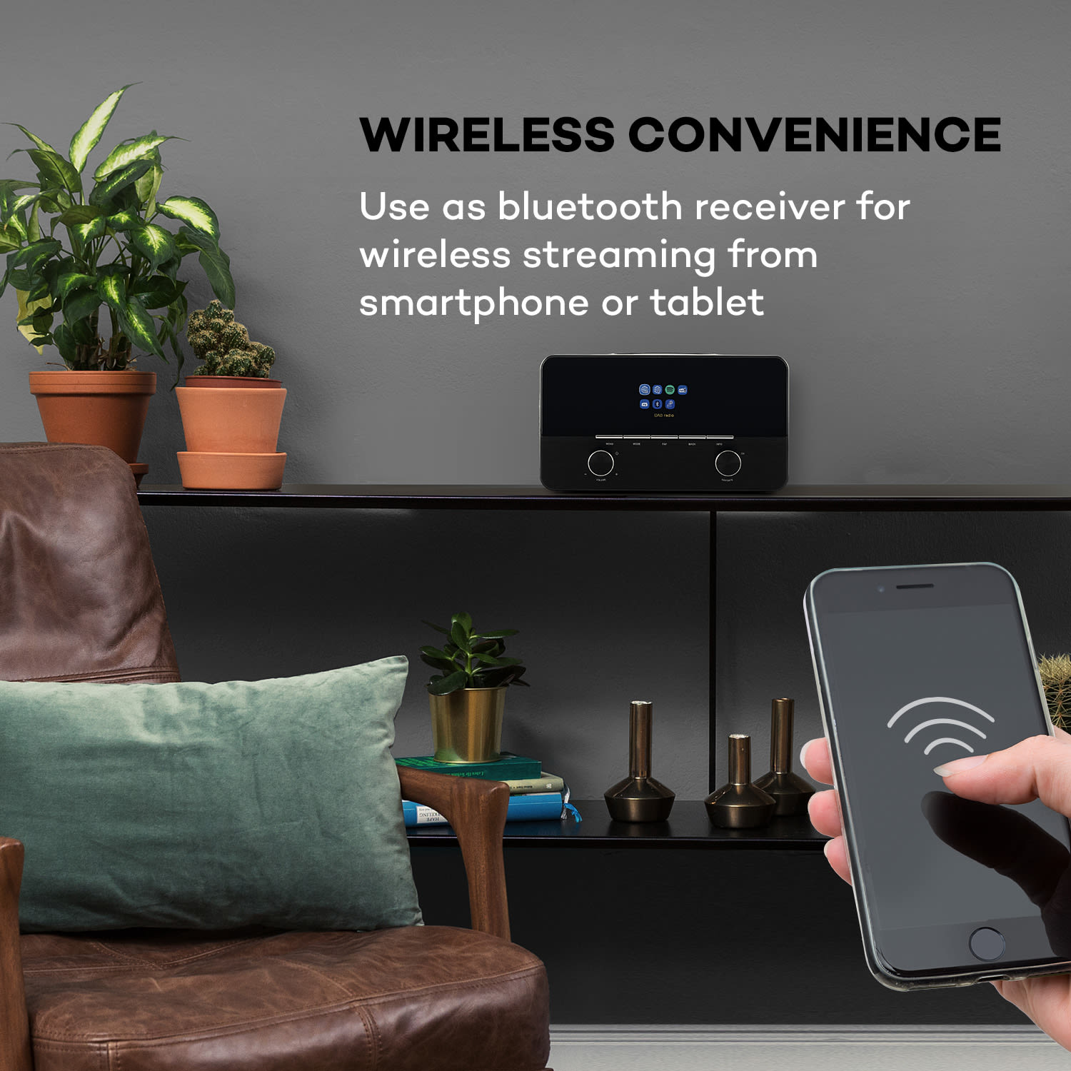 Auna Connect 150 SE, 2.1 internetové rádio, DAB/DAB+/PLL-FM, BT, Spotify, BT, čierne – Obrázok 3