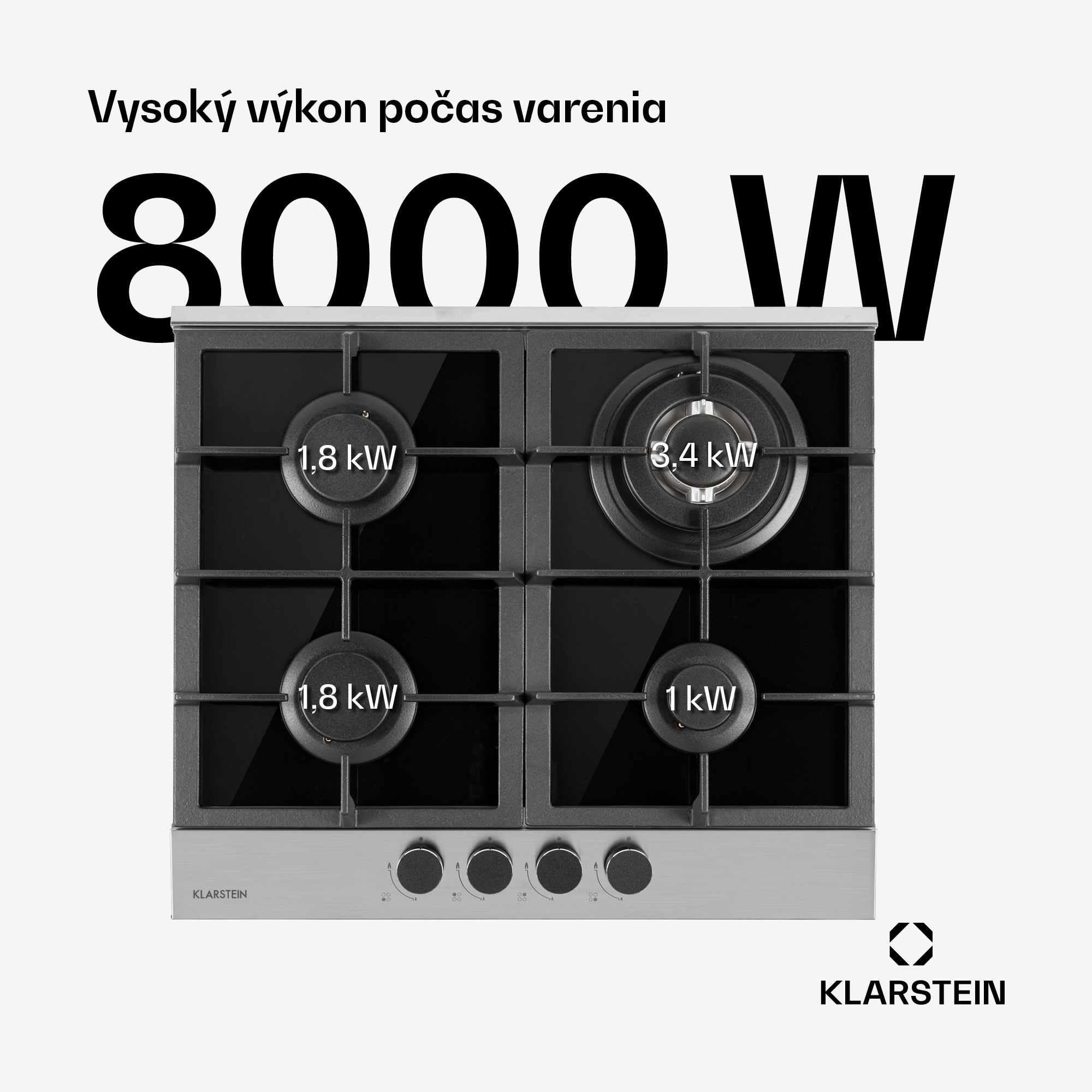 Klarstein Alchemist 4-zónová plynová varná doska s hliníkovými horákmi, čierna sklokeramika