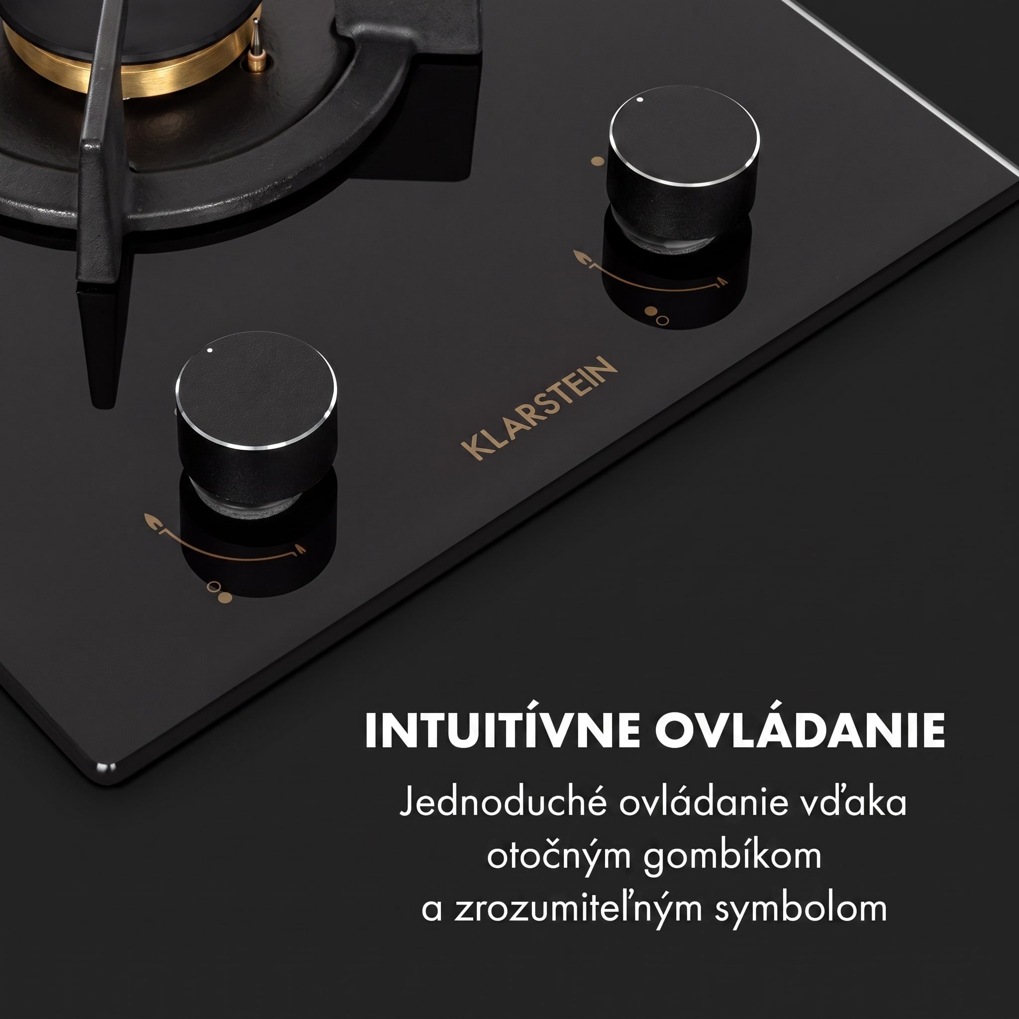 Klarstein Goldflame Domino, plynová varná doska, 2 mosadzné horáky, sklokeramika – Obrázok 3