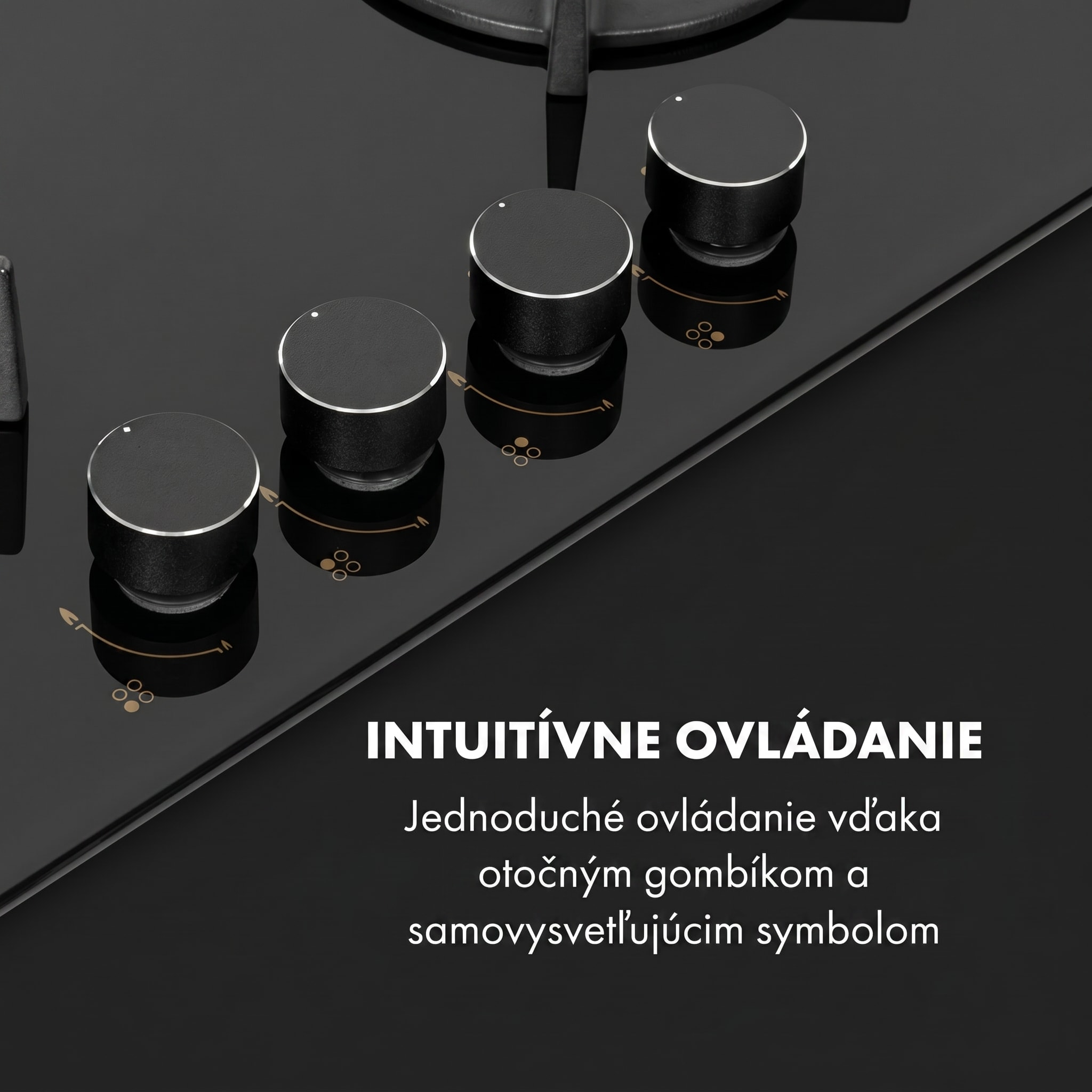 Klarstein Goldflame 4 plynová varná doska 4 horáky mosadzný horák čierna sklokeramika – Obrázok 3
