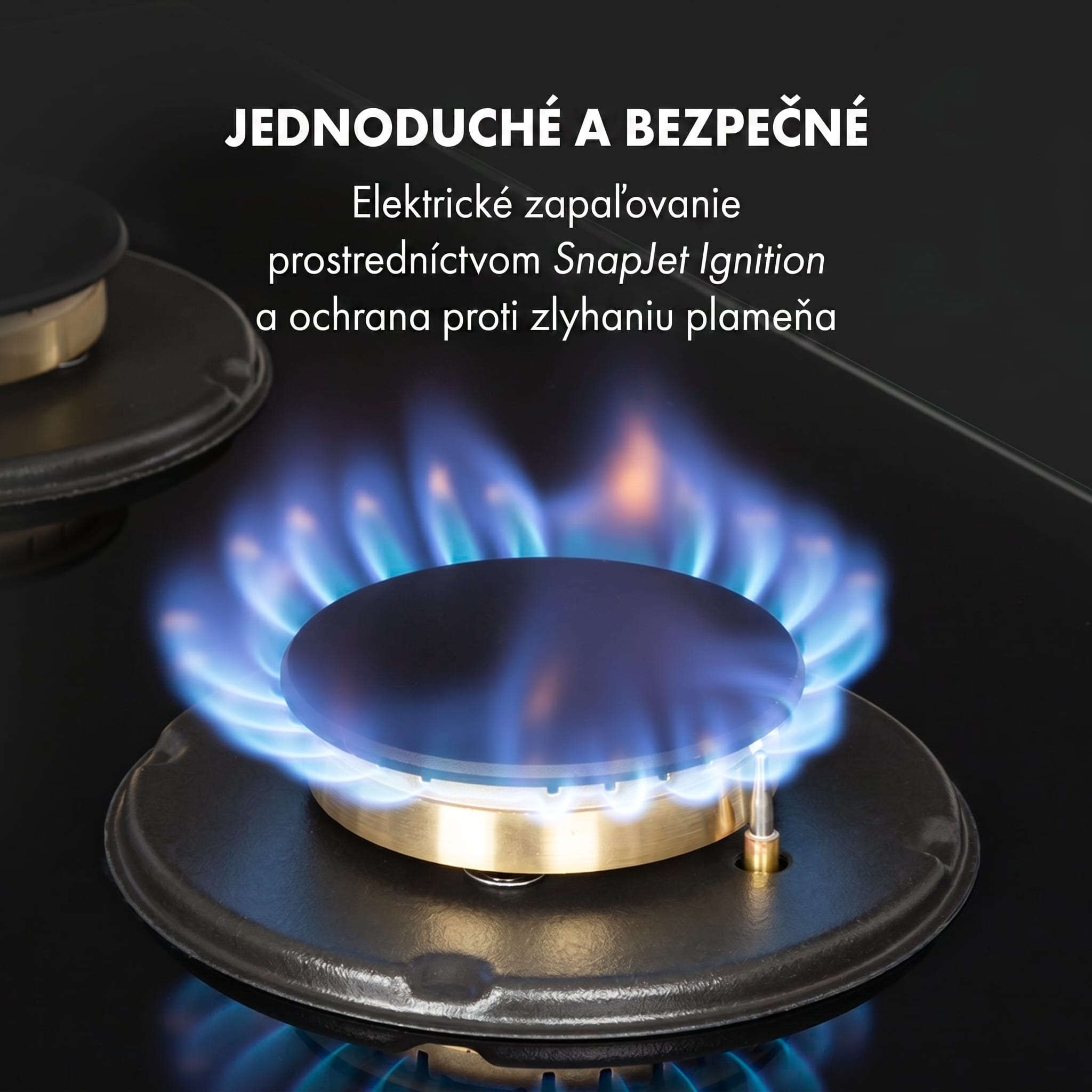 Klarstein Goldflame 4 plynová varná doska 4 horáky mosadzný horák čierna sklokeramika – Obrázok 4