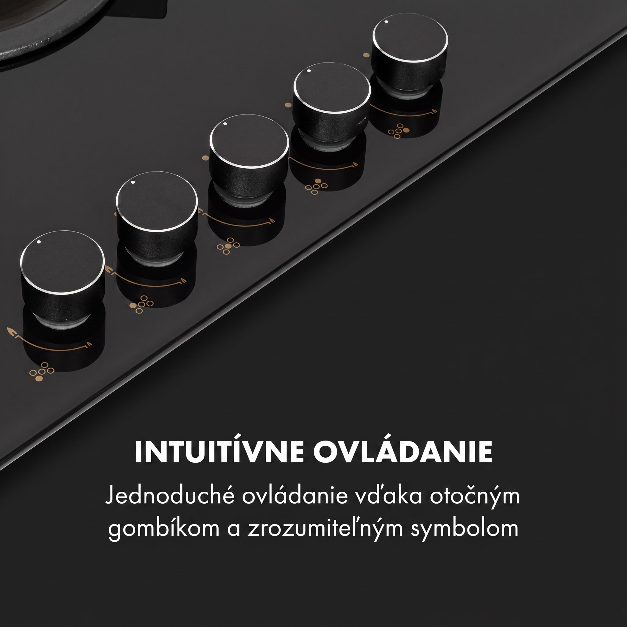Klarstein Goldflame 5 plynová varná doska 5 horákov mosadzné horáky čierna sklokeramika – Obrázok 3