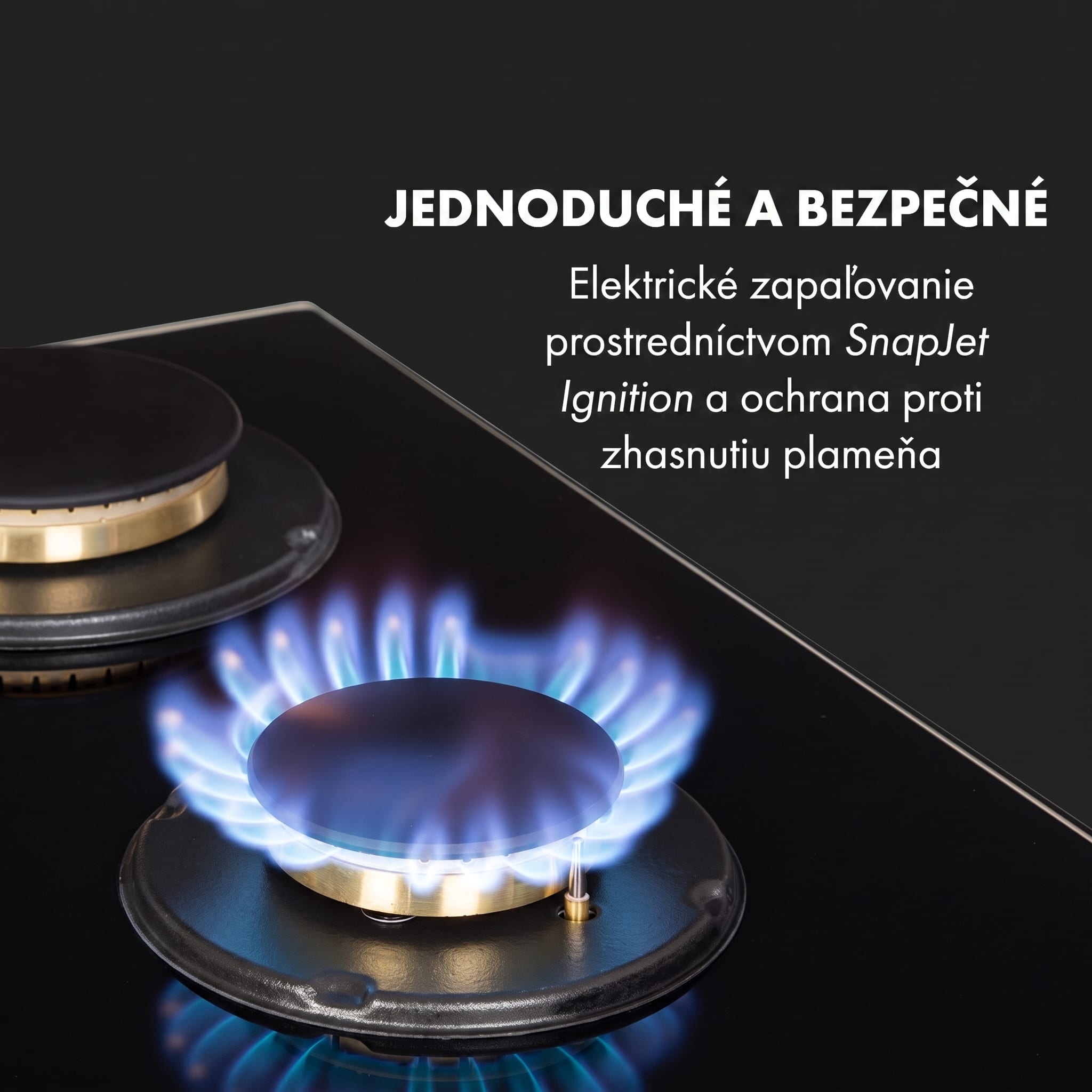 Klarstein Goldflame 5 plynová varná doska 5 horákov mosadzné horáky čierna sklokeramika – Obrázok 4
