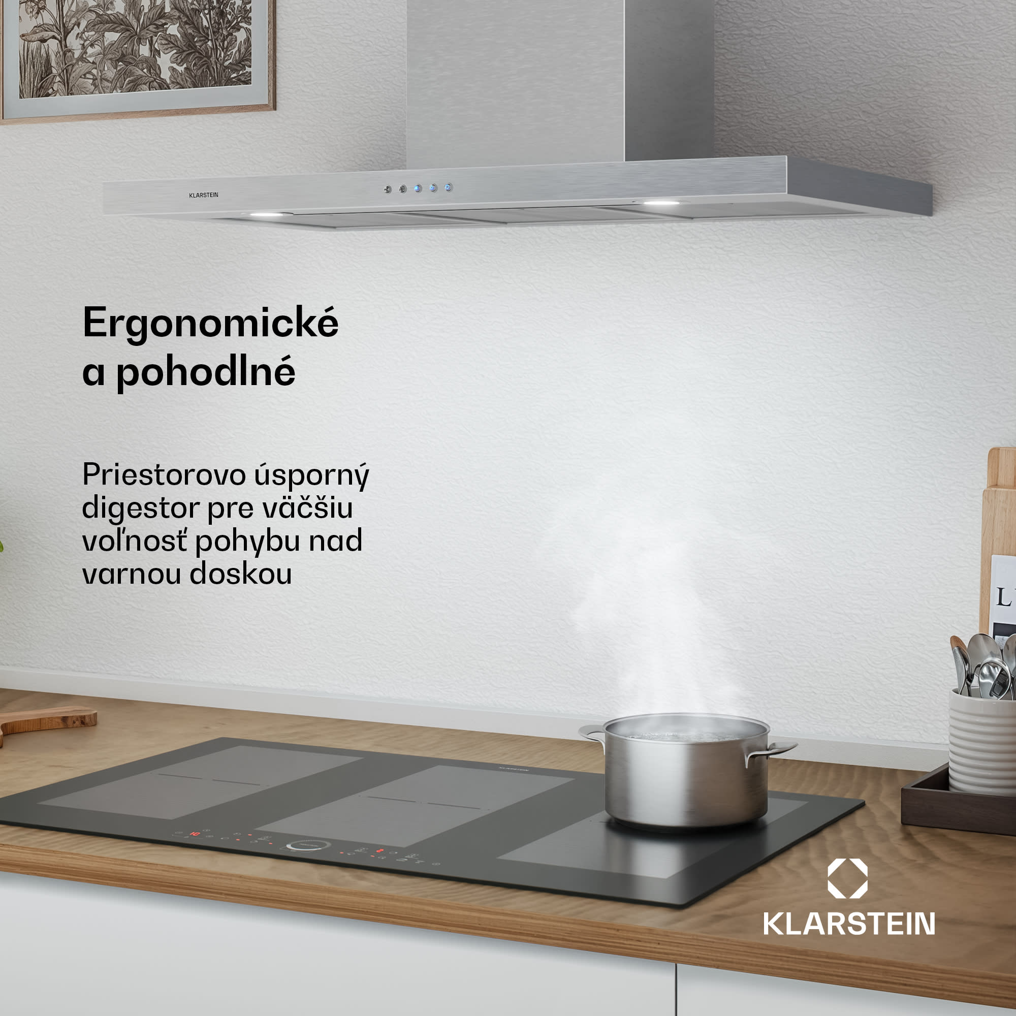 Klarstein Limelight, digestor, 90 cm, nástenný, 640 m³/h, strieborný – Obrázok 2