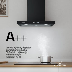 Klarstein Limelight, digestor, 60 cm, nástenný, 640 m³/h, čierny