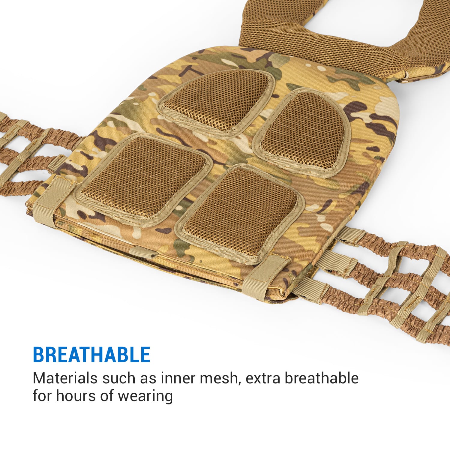 Capital Sports Battlevest 2.0, záťažová vesta, 2 x 2 závažia 5,75 (2,6) & 8,75 lbs (4,0 kg), camo – Obrázok 4