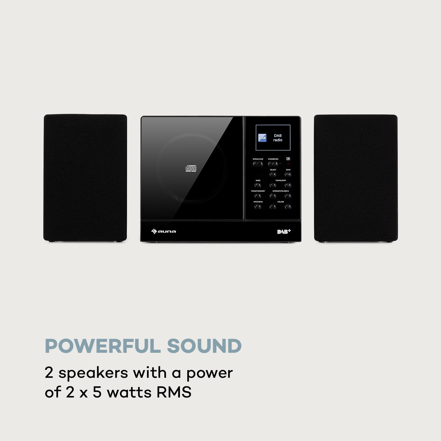 Auna Connect Vertical, internetové rádio, 2 x 5 W RMS, CD, IR/FM/DAB+, Spotify, BT, čierne – Obrázok 2