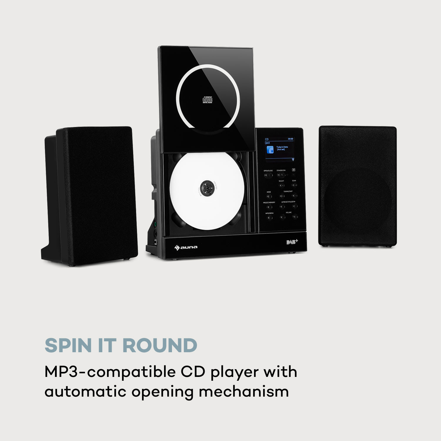 Auna Connect Vertical, internetové rádio, 2 x 5 W RMS, CD, IR/FM/DAB+, Spotify, BT, čierne – Obrázok 3