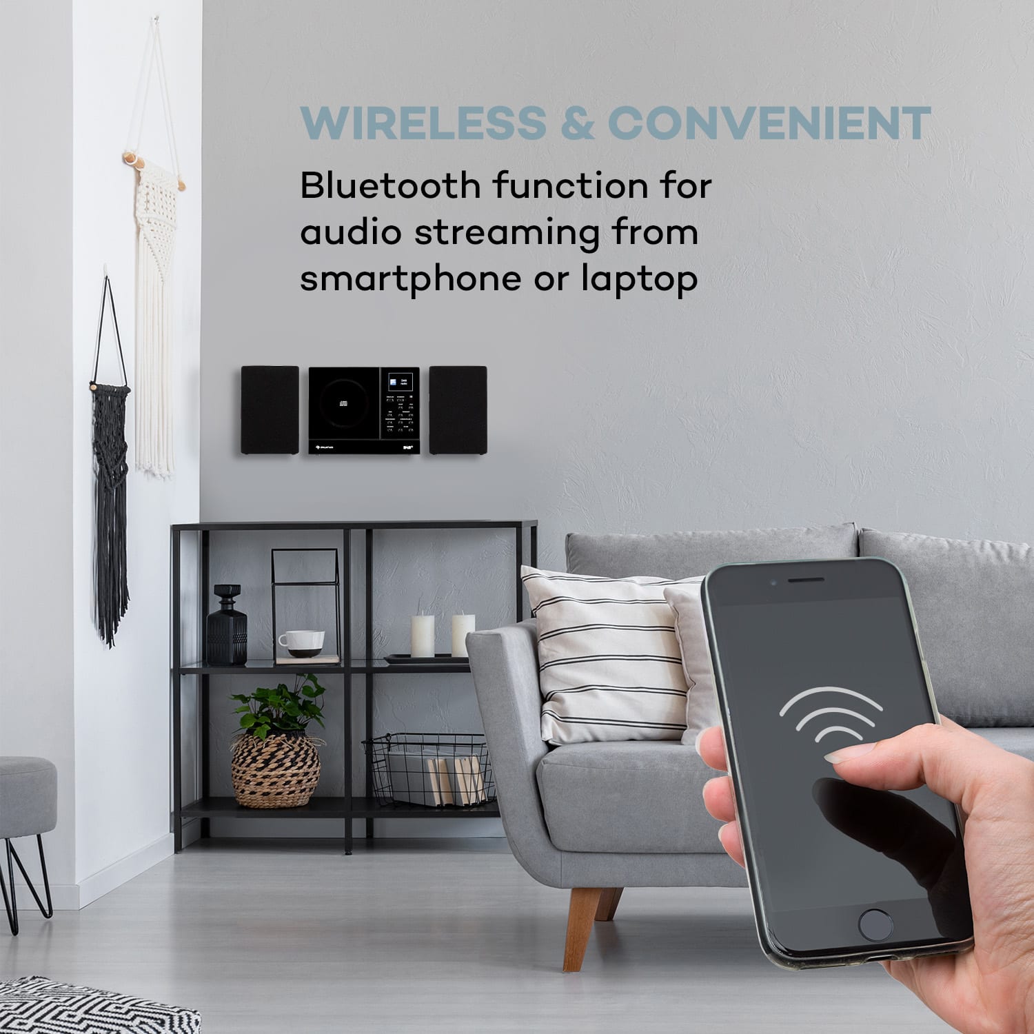 Auna Connect Vertical, internetové rádio, 2 x 5 W RMS, CD, IR/FM/DAB+, Spotify, BT, čierne – Obrázok 4