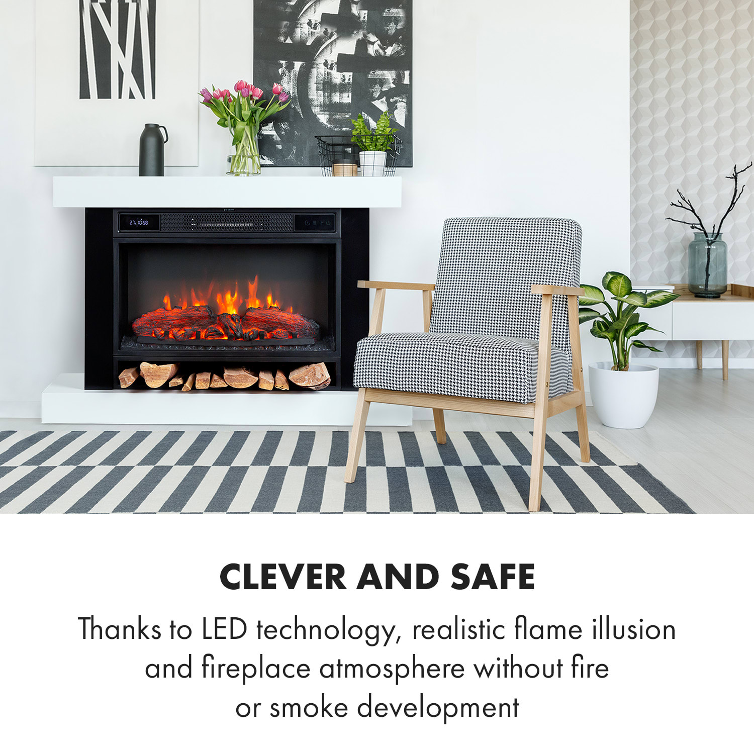 Klarstein Vulsini Hideaway elektrický krb 1900 W LED technológia diaľkové ovládanie